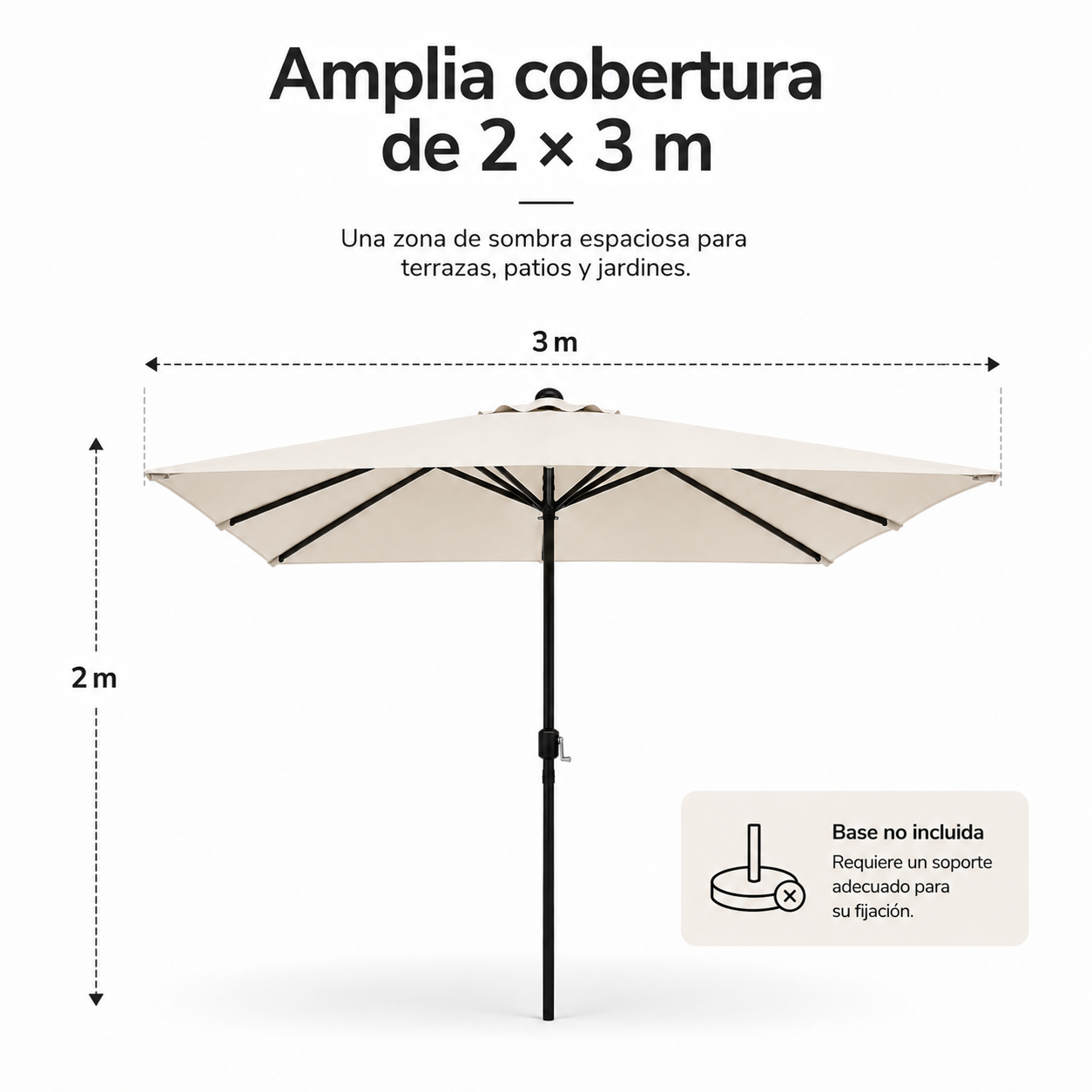 Ombrellone da Giardino 3 Metri Regolabile con Manovella e Protezione UV