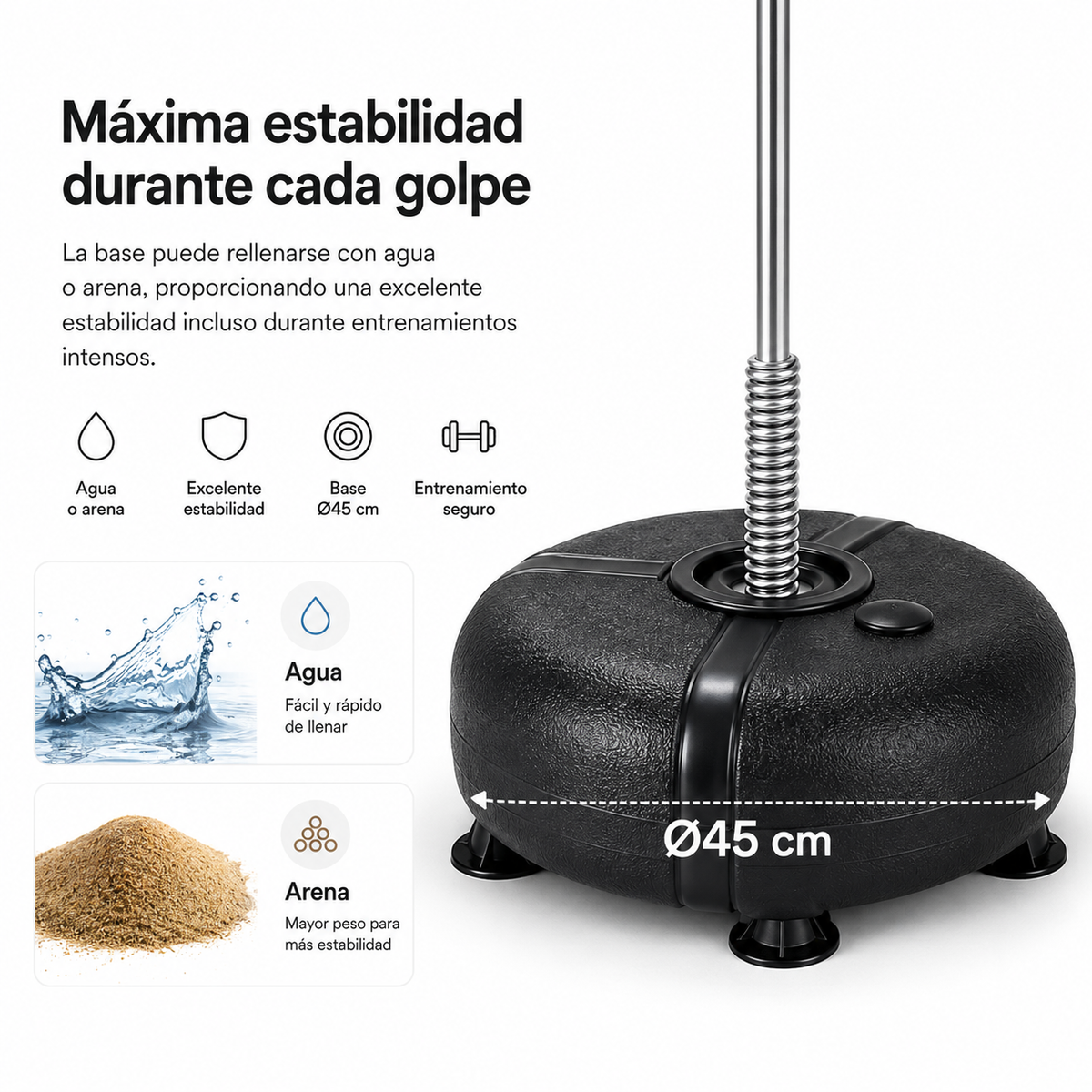 Sacco da Boxe da Terra Regolabile con Base Ricaricabile