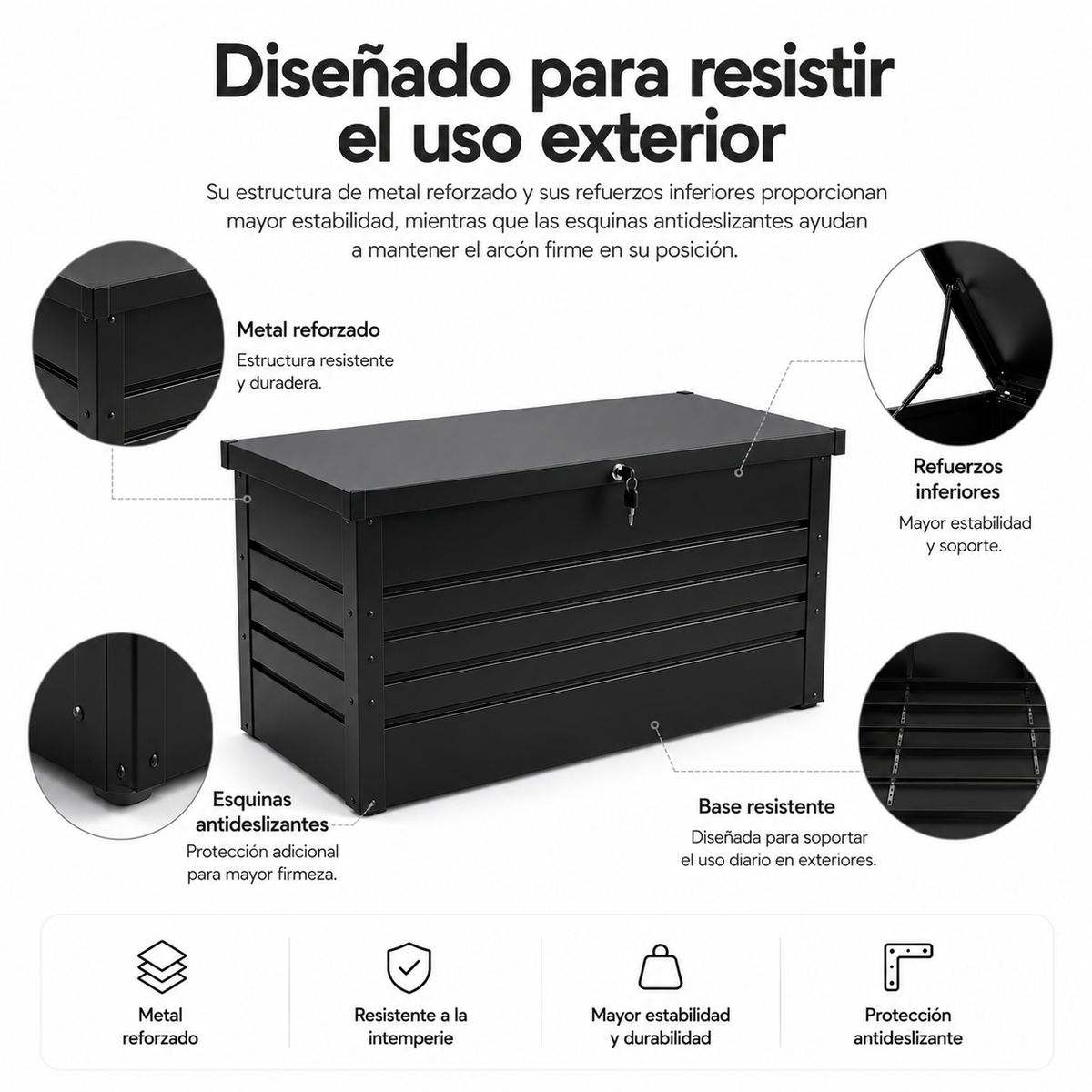 Baule Metallico Esterno con Coperchio Idraulico e Chiusura con Chiave