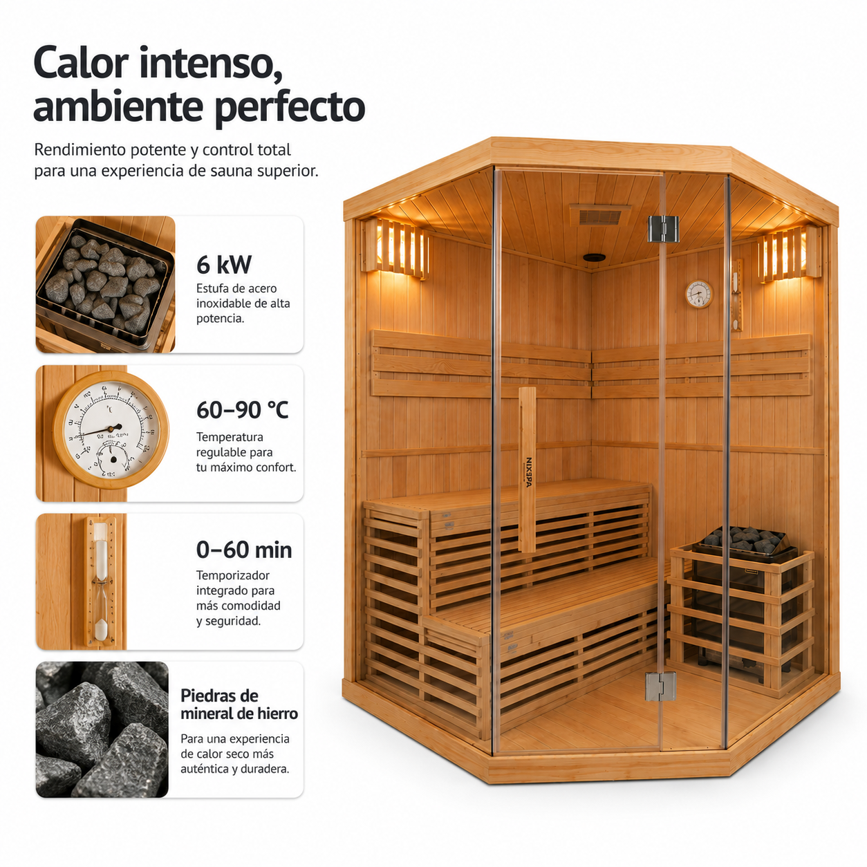 Sauna Finlandesa para casa Esquina 4-5 Personas Hemlock Canadiense
