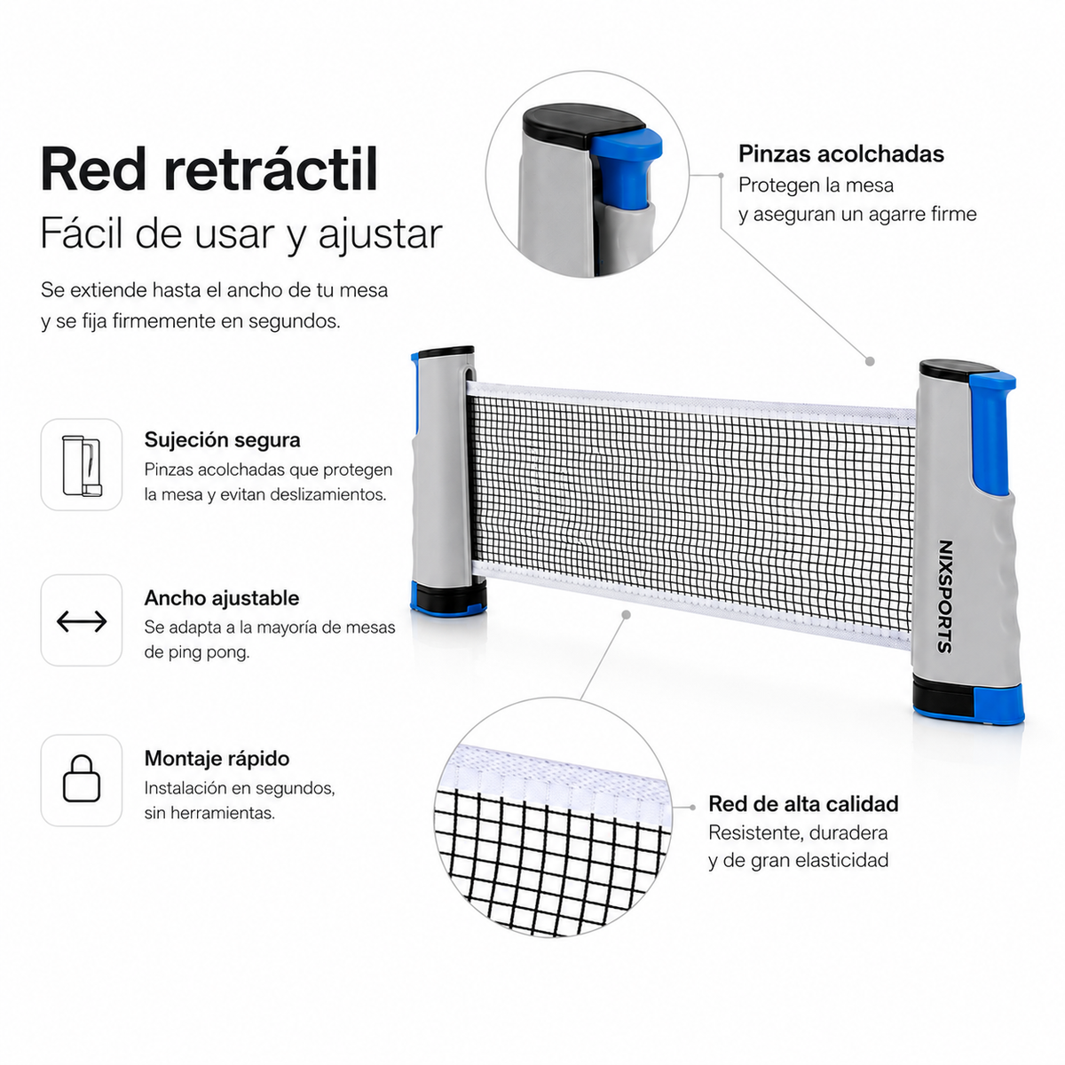 Set Ping Pong Portatile con Rete Retrattile, 2 Racchette e Palline