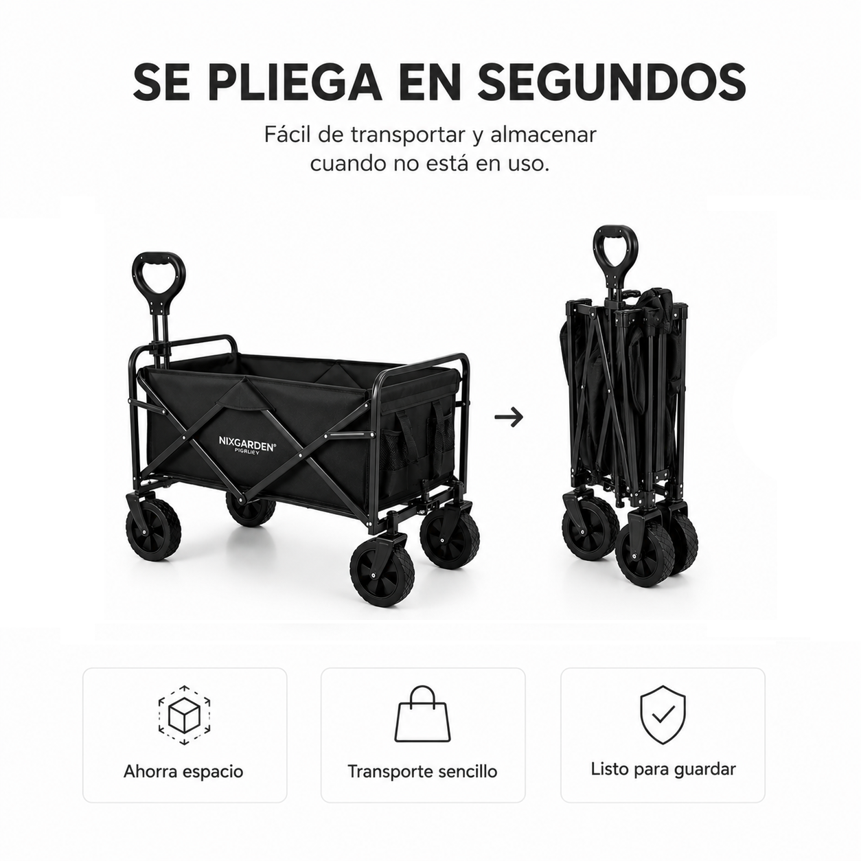 Carrello pieghevole XXL fuoristrada 150 kg 91×51×64 cm Oxford 600D 100L spiaggia giardino campeggio