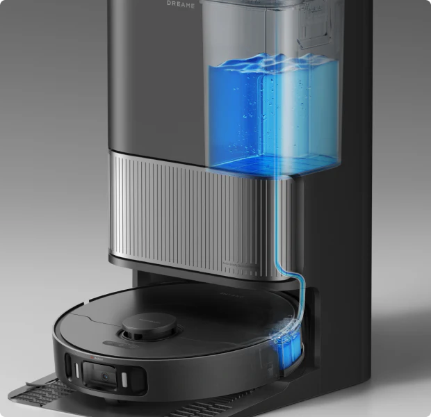 Continue water flow for uninterrupted scrubbing