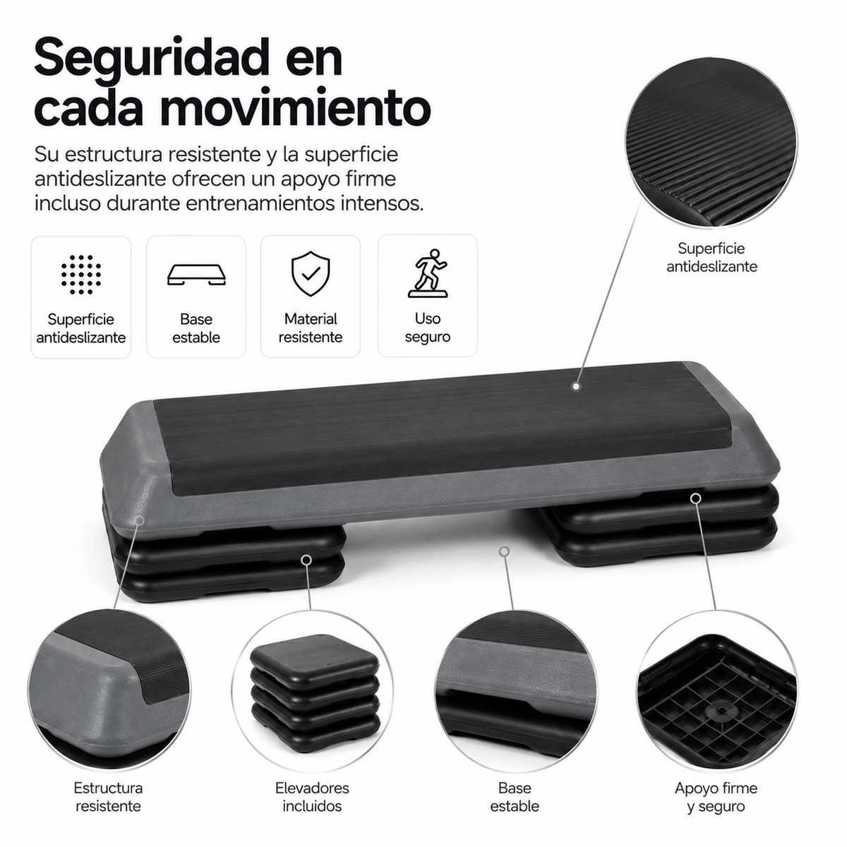 Banco Step Aeróbico Ajustable Antideslizante
