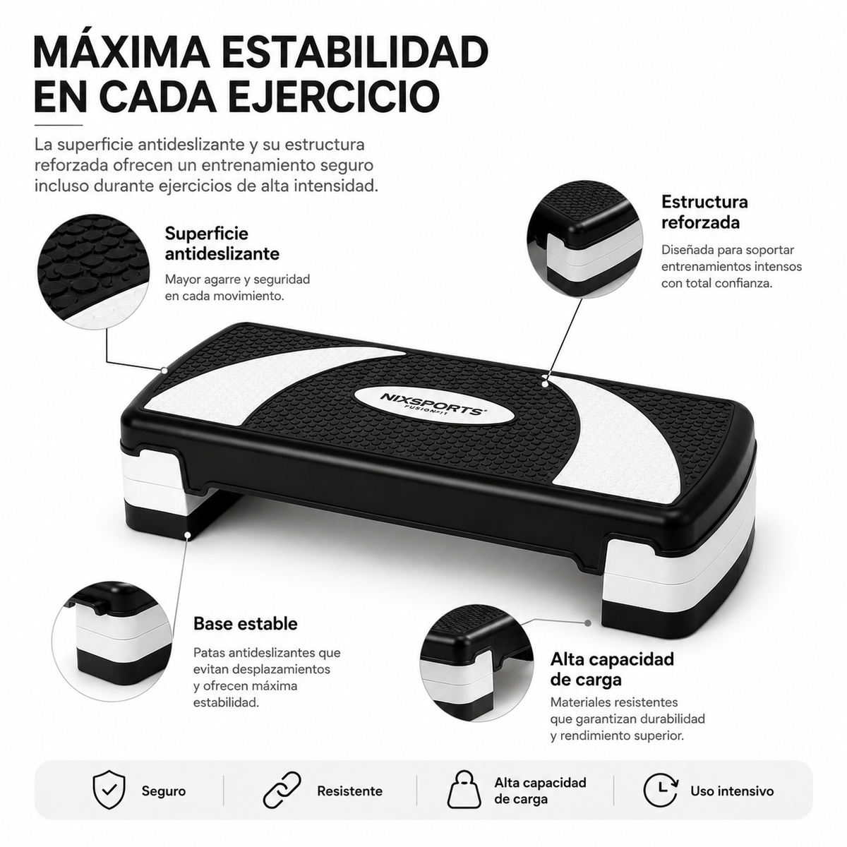 Step Aeróbico Regulable con 3 Alturas y Superficie Antideslizante