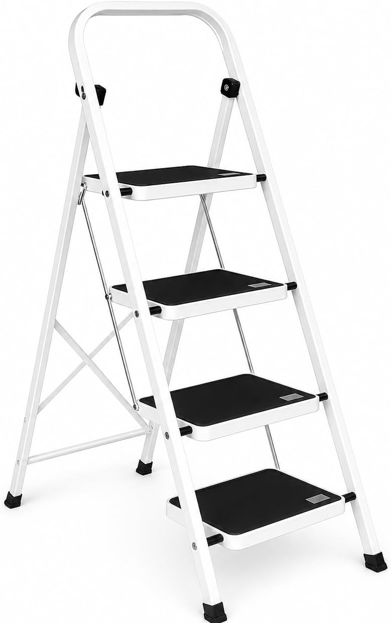 Scala Pieghevole 4 Gradini con Piattaforma Antiscivolo