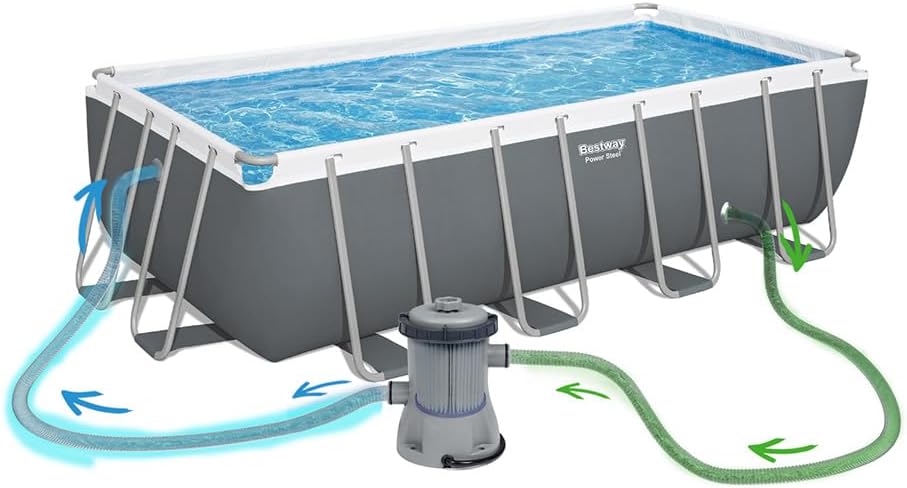 Bestway – Power Steel aufstellpool rechteckiger (488 × 244 × 122 cm)