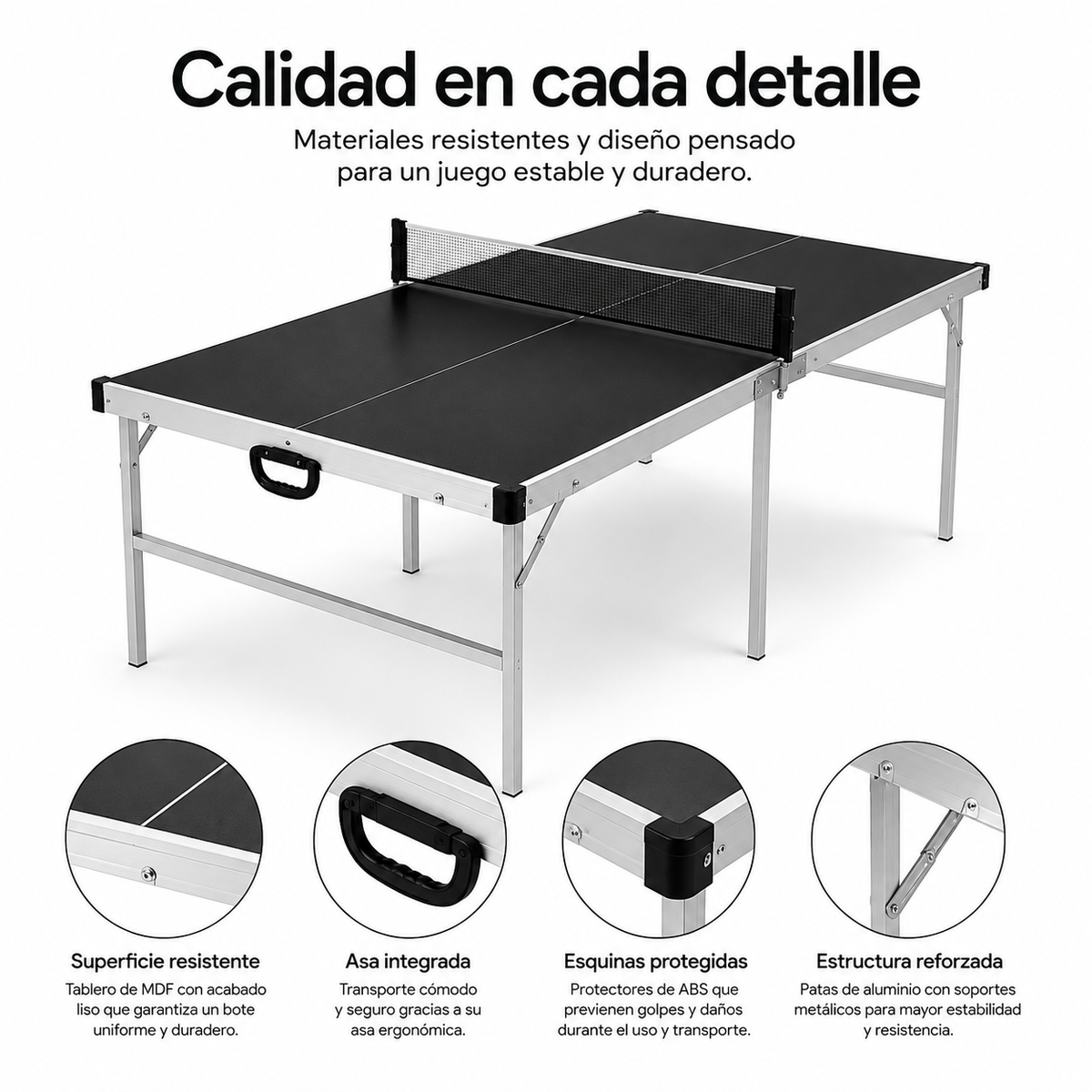 Mesa de Ping Pong Plegable con red 182x91 cm