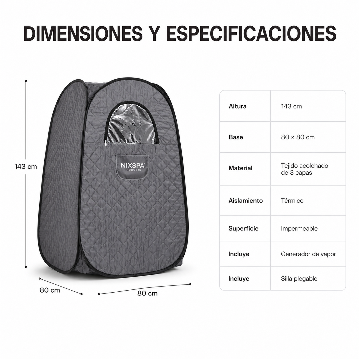 Sauna portable à vapeur avec cabine pliante et générateur indépendant
