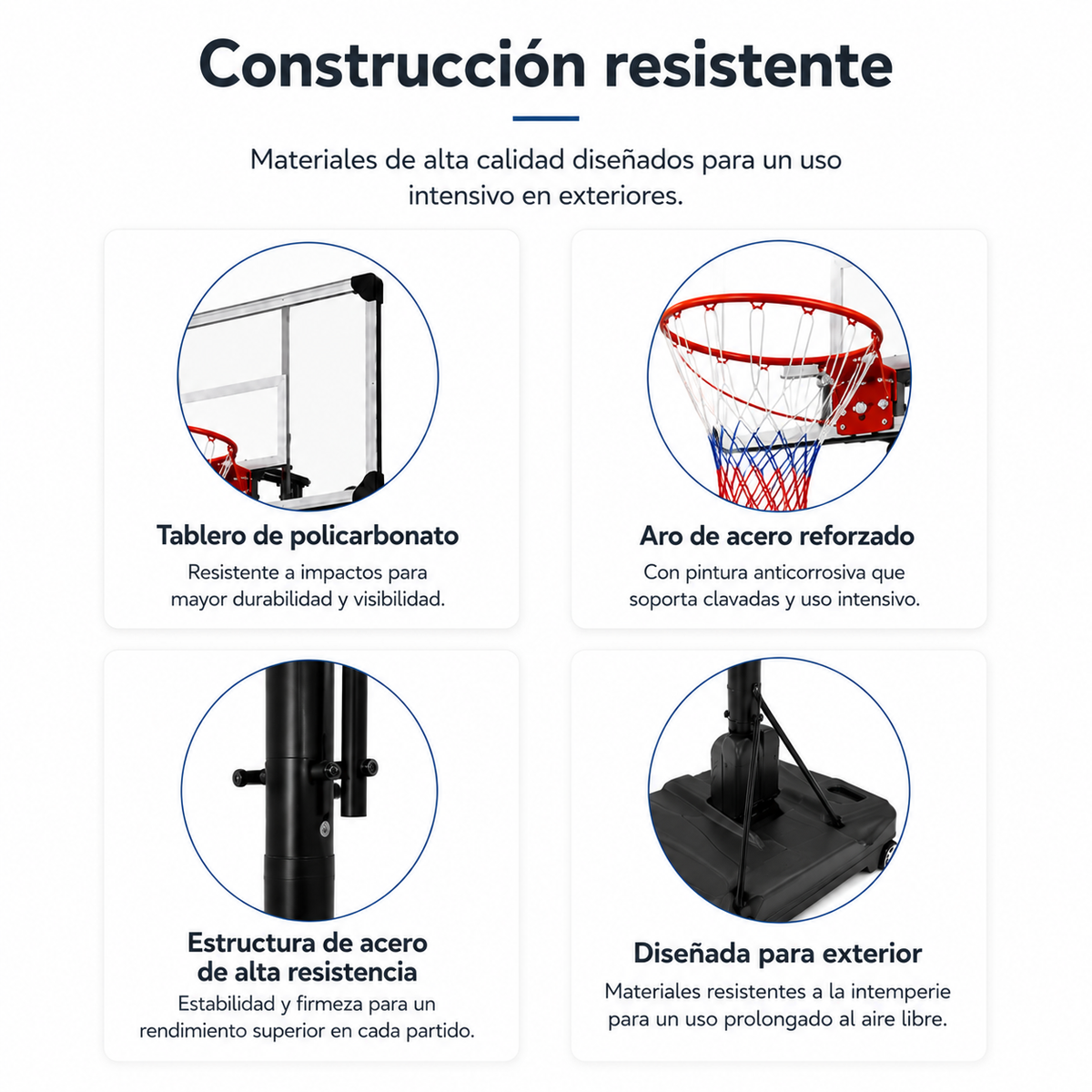 Canasta de Baloncesto Portátil con Altura Regulable 2,45-3,05 m