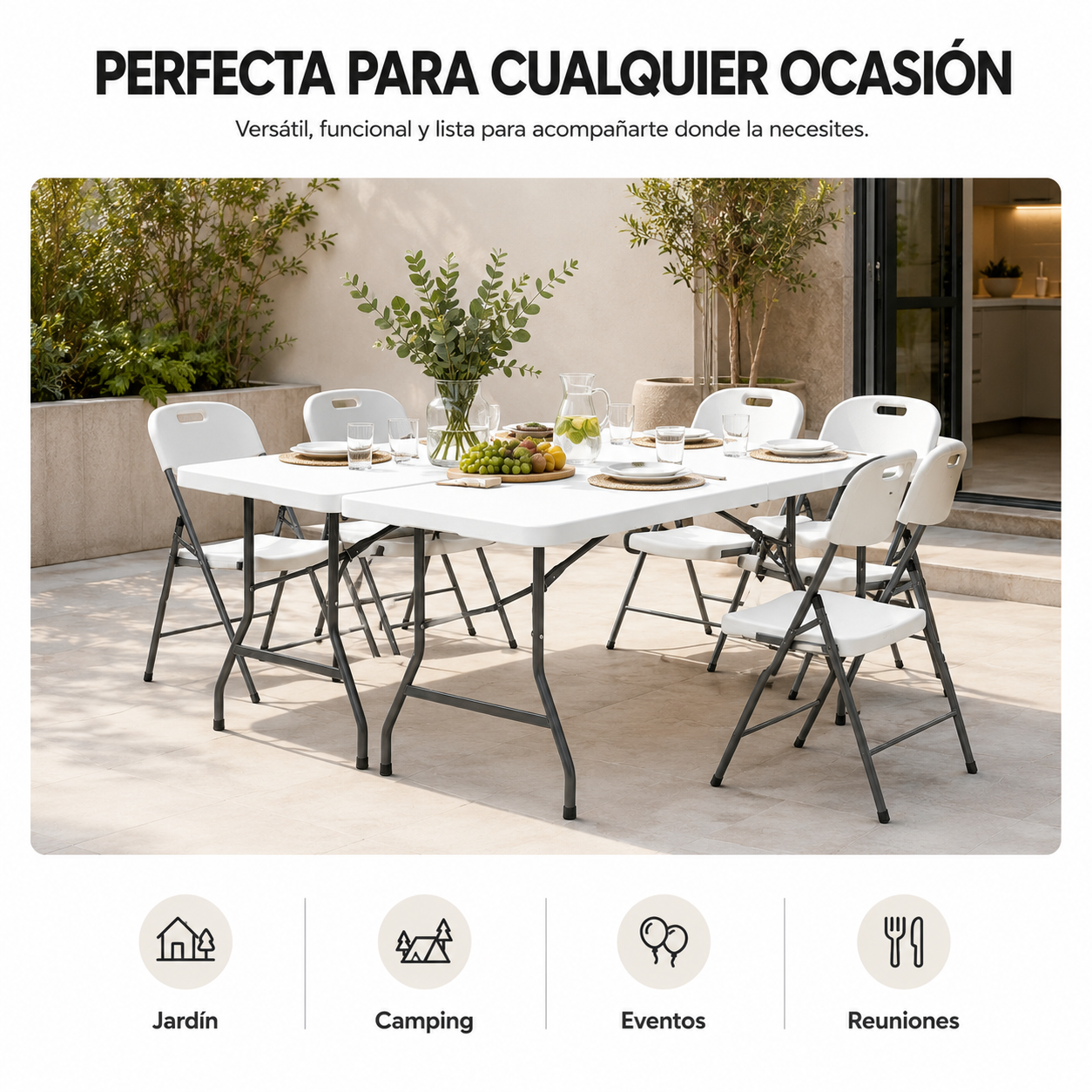 Mesa Plegable Jardín Portátil 180x70x72 cm