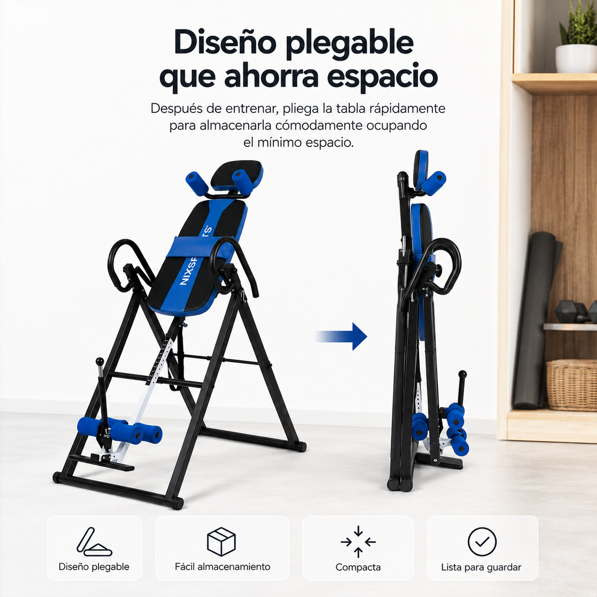 Planche d'inversion pliante avec inclinaison réglable et dossier ergonomique