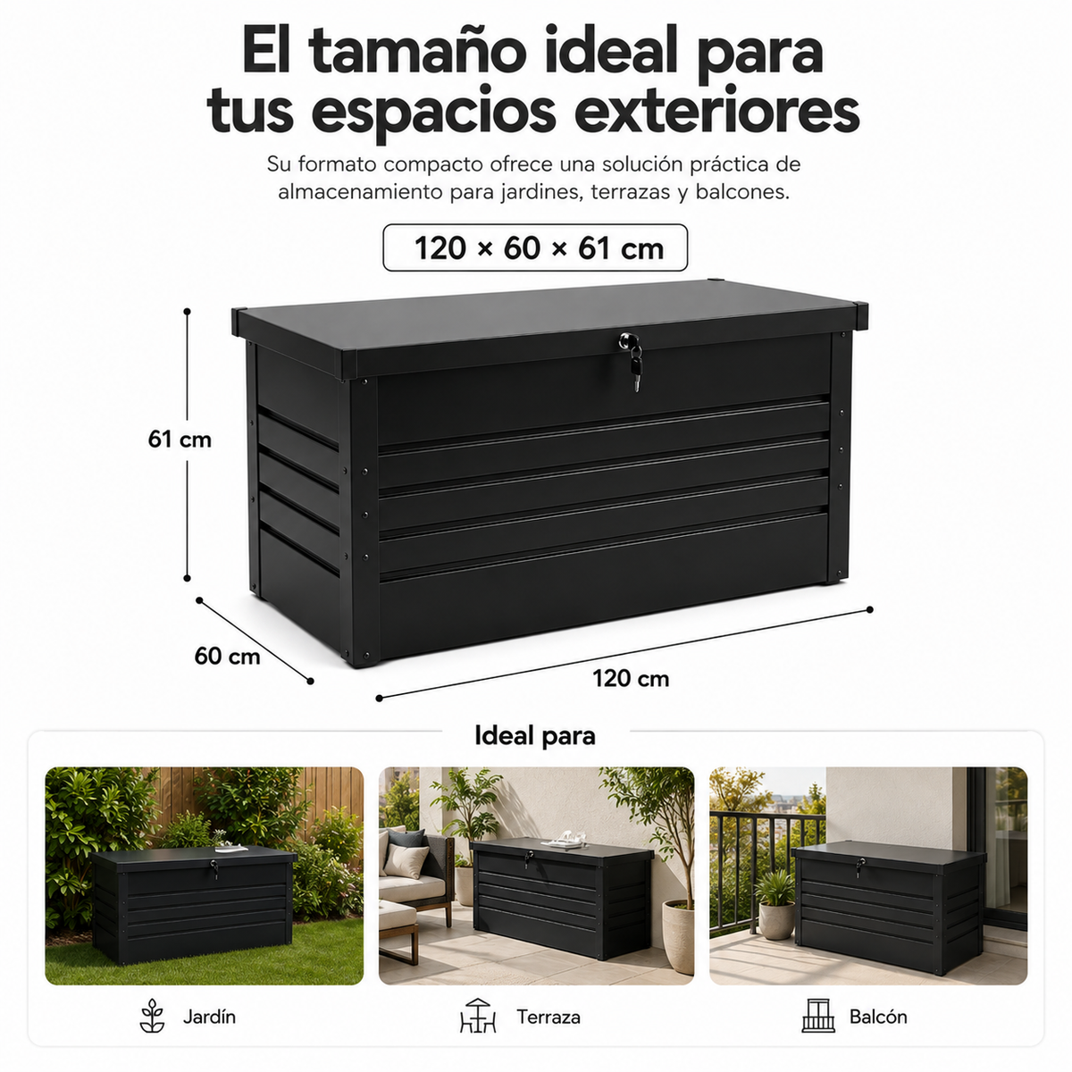 Baule Metallico Esterno con Coperchio Idraulico e Chiusura con Chiave