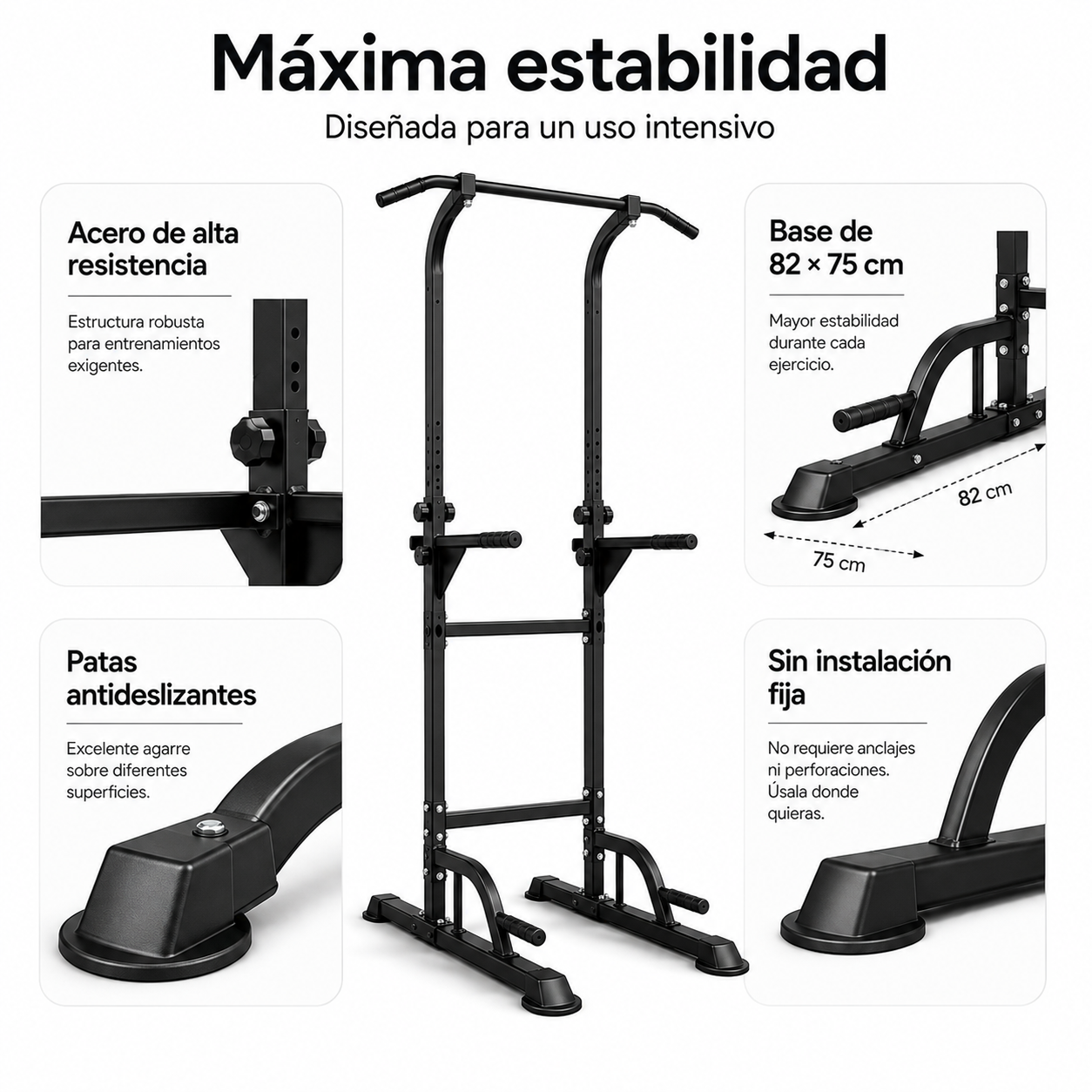 Torre de Dominadas y Fondos Multifunción 170-210 cm