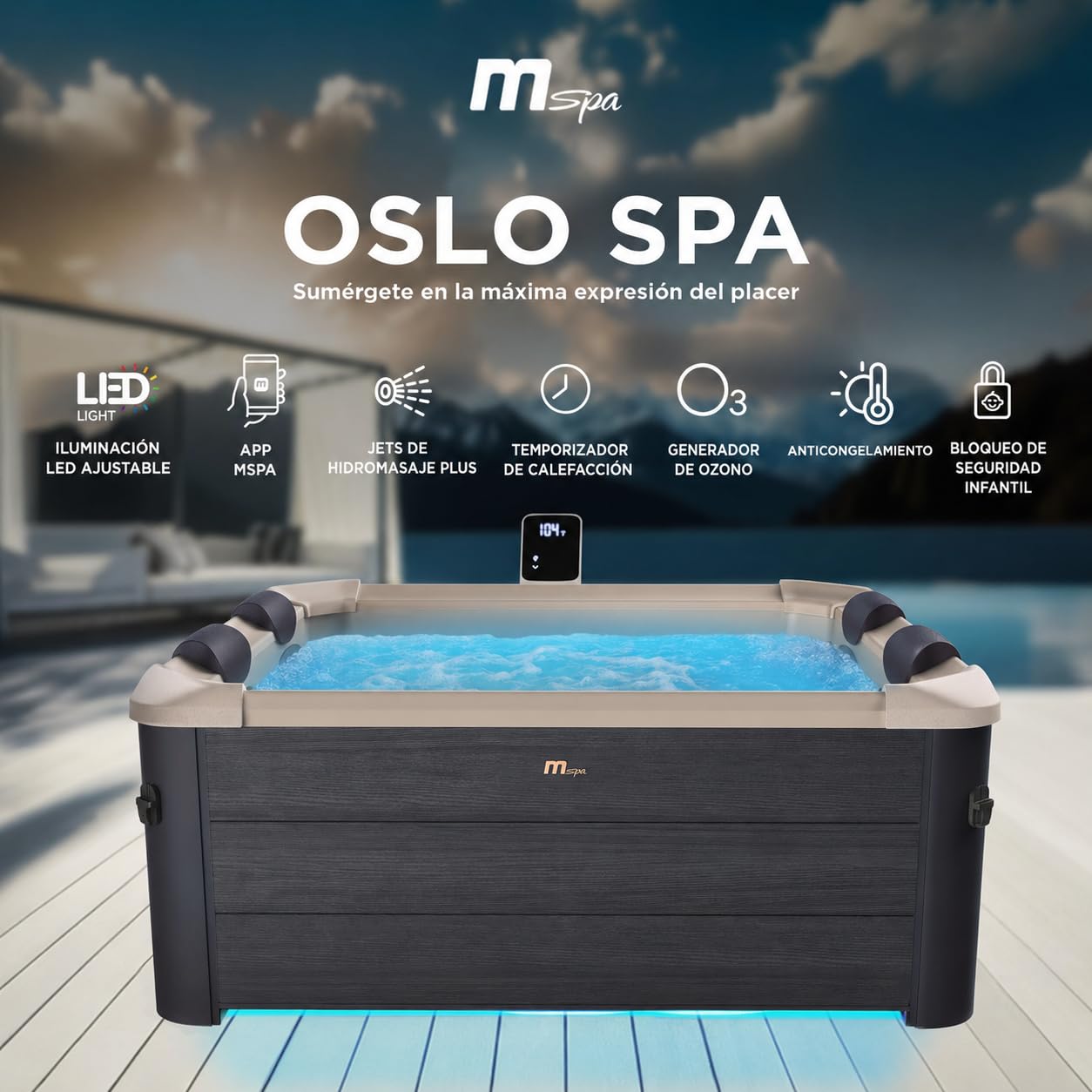 Mspa - Spa rígido cuadrado Oslo 4-6 personas