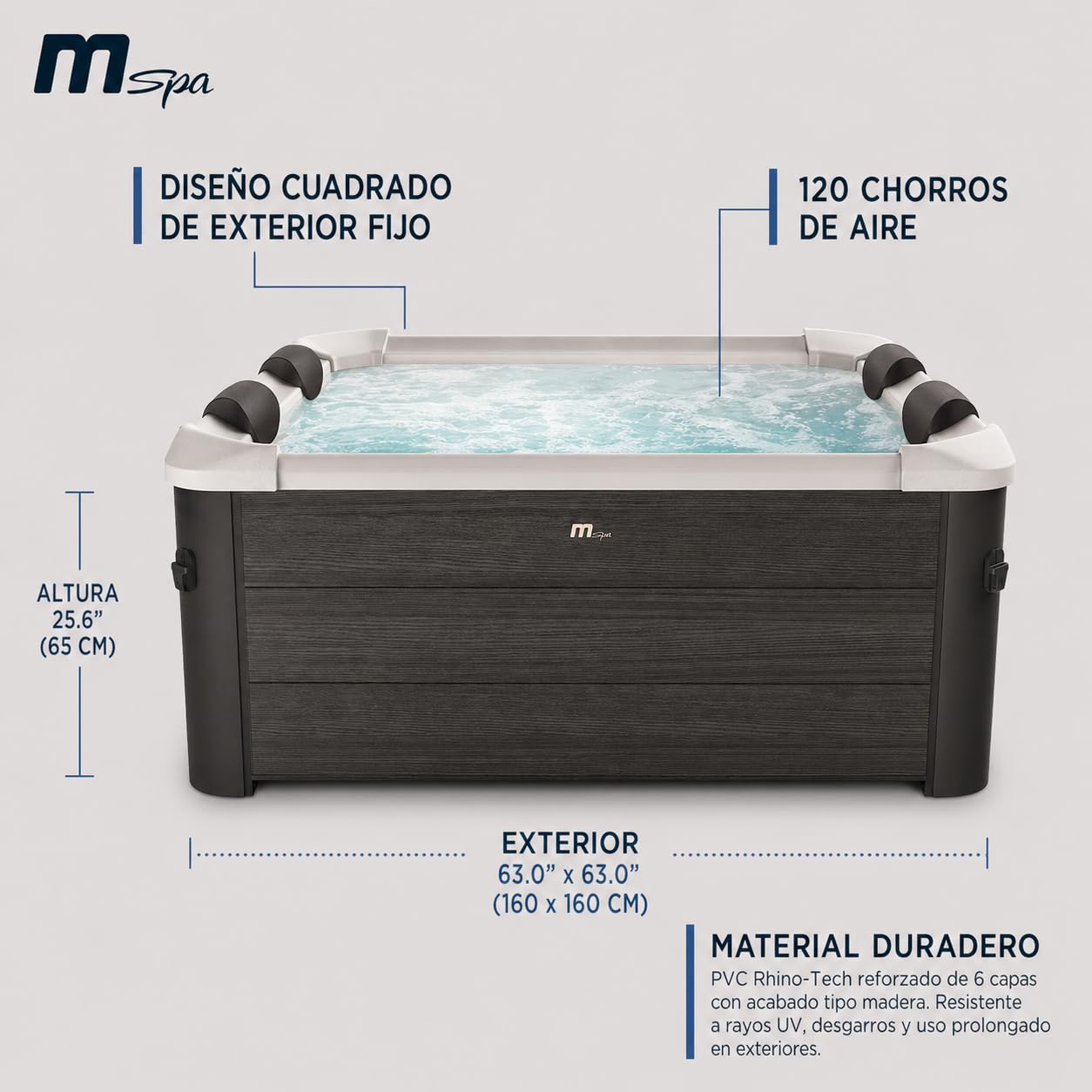 Mspa - Spa rigide carré Tribeca 4-6 personnes