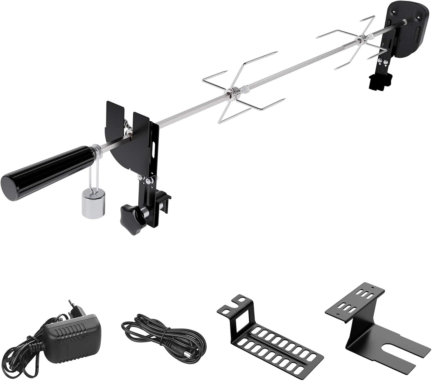 Kit rôtissoire tournante pour barbecue avec moteur et axe inoxydable