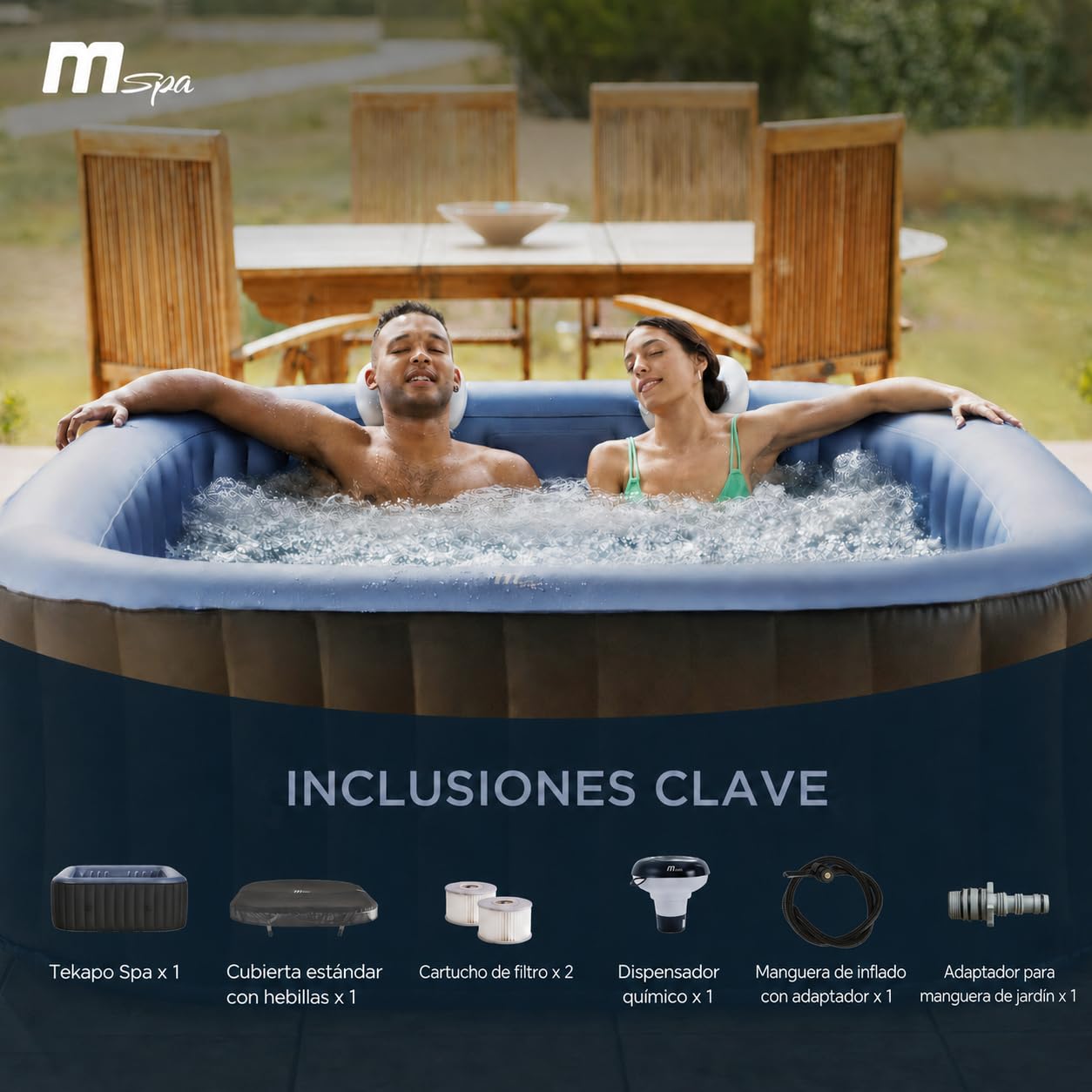 MSpa – Aufblasbarer Whirlpool quadratischer Tekapo für 4–6 Personen