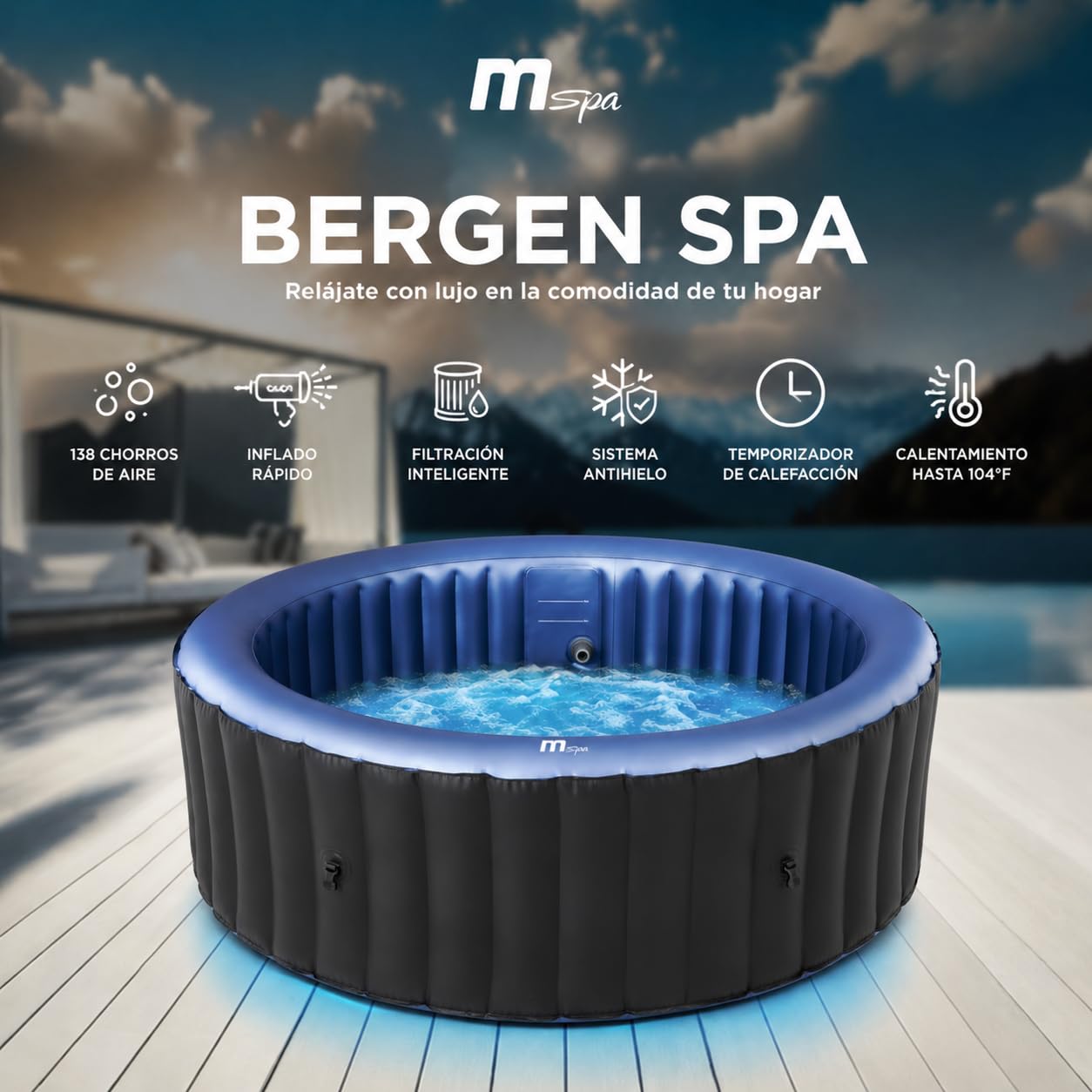 MSpa – Aufblasbarer Whirlpool Rund Bergen für 4–6 Personen