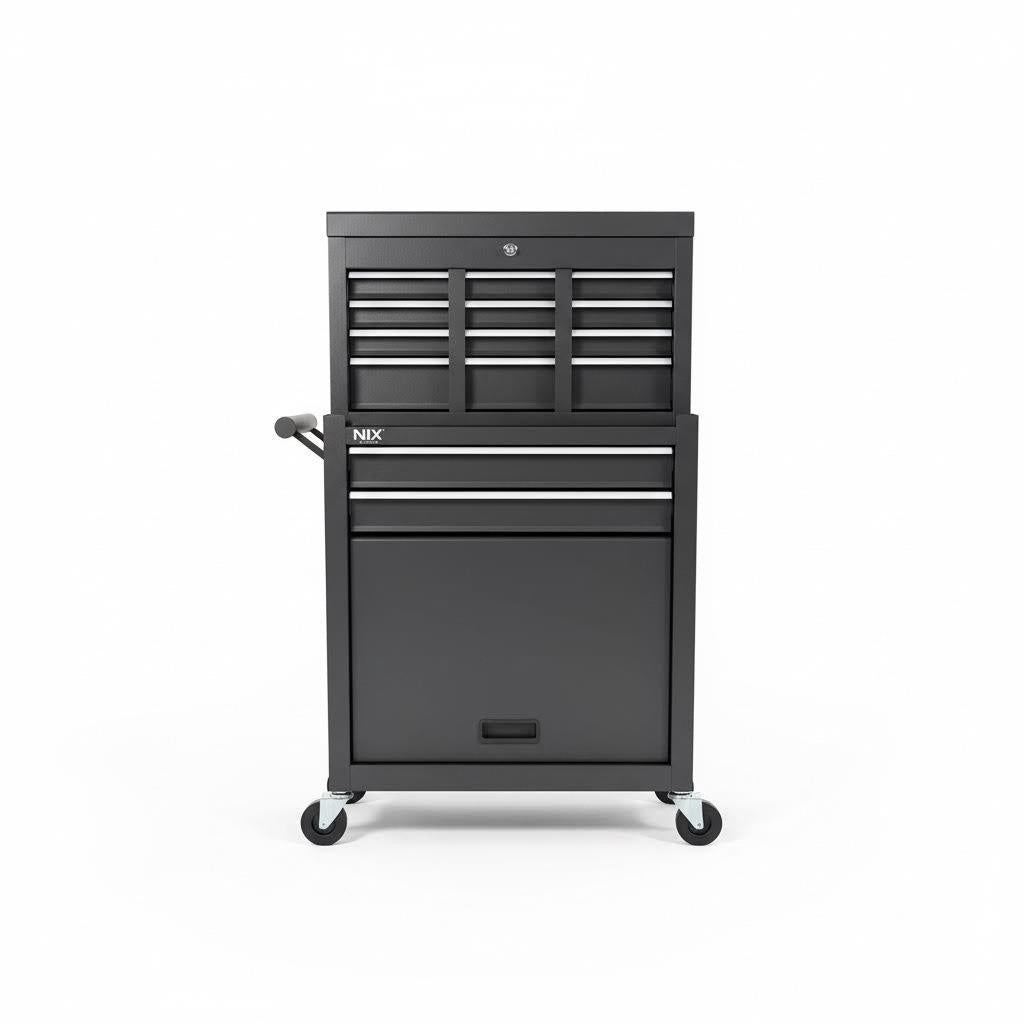 Carrello porta attrezzi metallico con cassetti e ruote 360° con chiusura di sicurezza per officina e garage