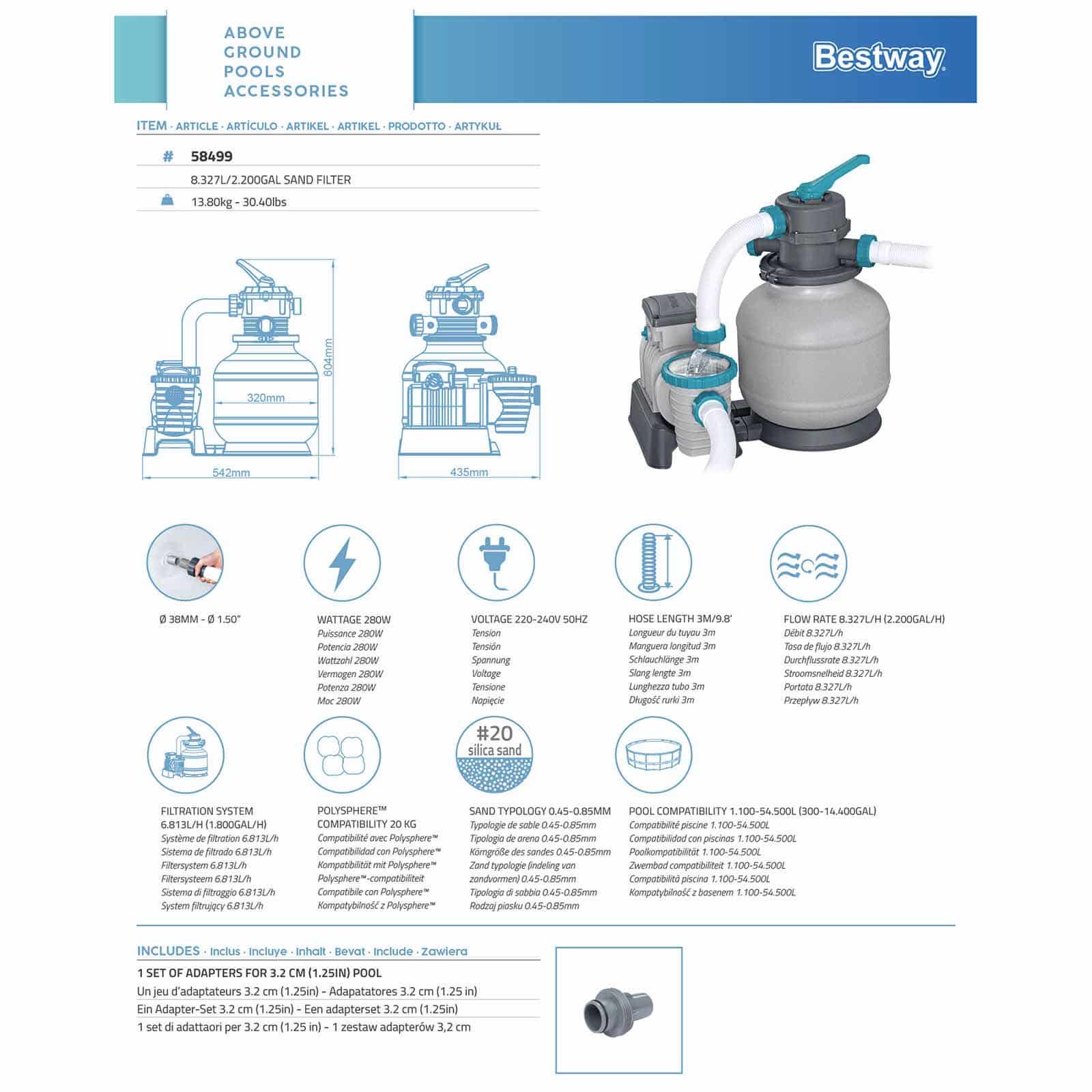 Bestway – Flowclear Sandreiniger 8.327 L/h für oberirdische Pools