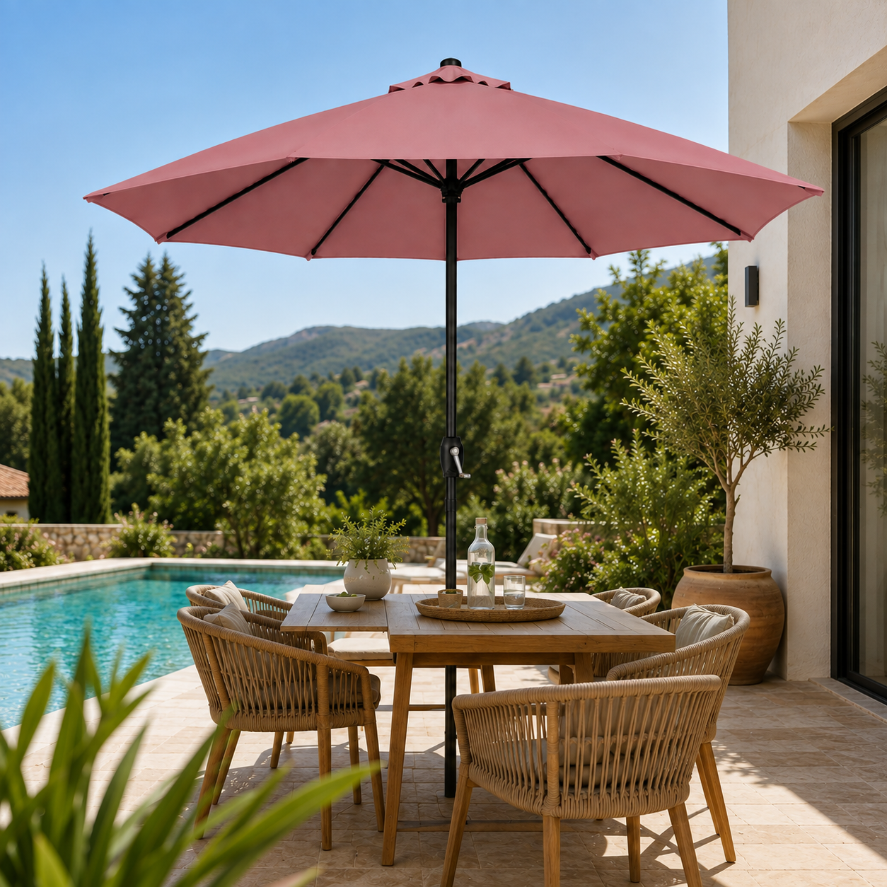 Parasol 3 mètres de jardin réglable protection UV