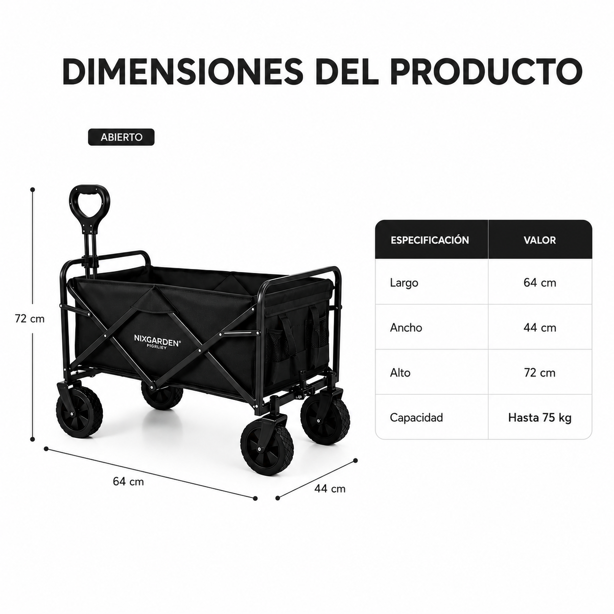 Carrello Pieghevole Fuoristrada con Capacità 75 Kg