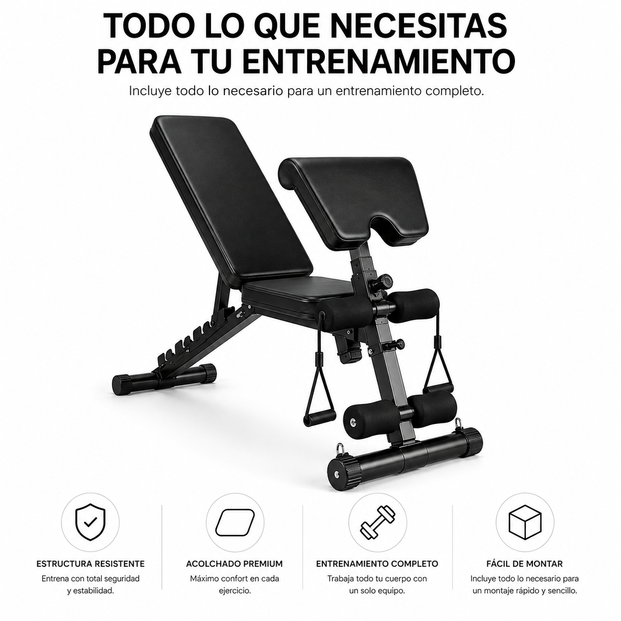 Banco De Musculación Plegable 2 En 1 Scott 120 Kg