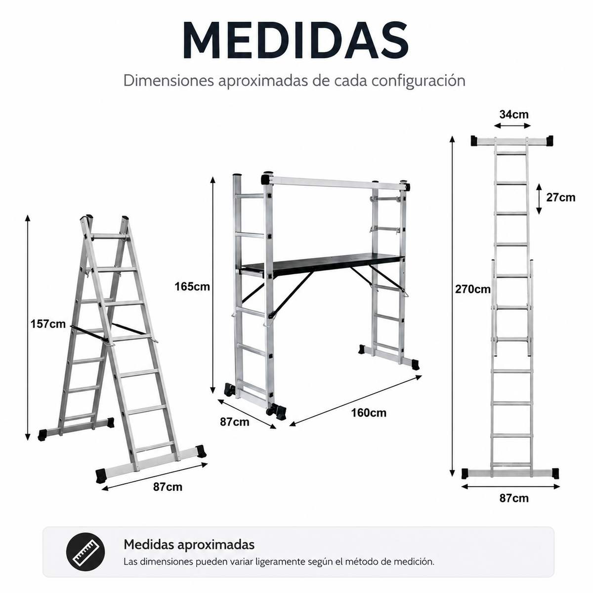 Escada Multifunções 4 em 1 com Plataforma Antiderrapante