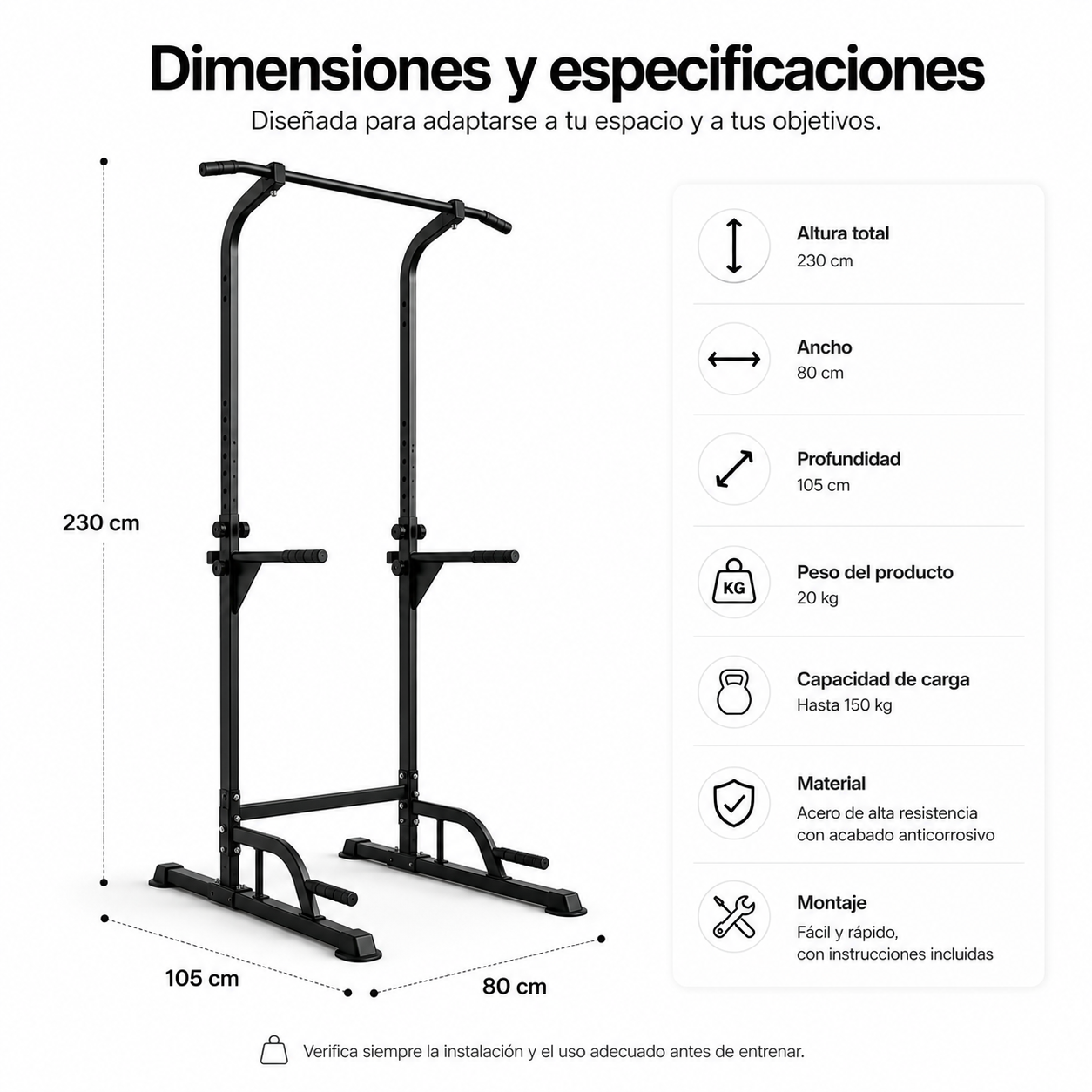 Torre de Dominadas Multifunción con Estación VKR 150-230 cm