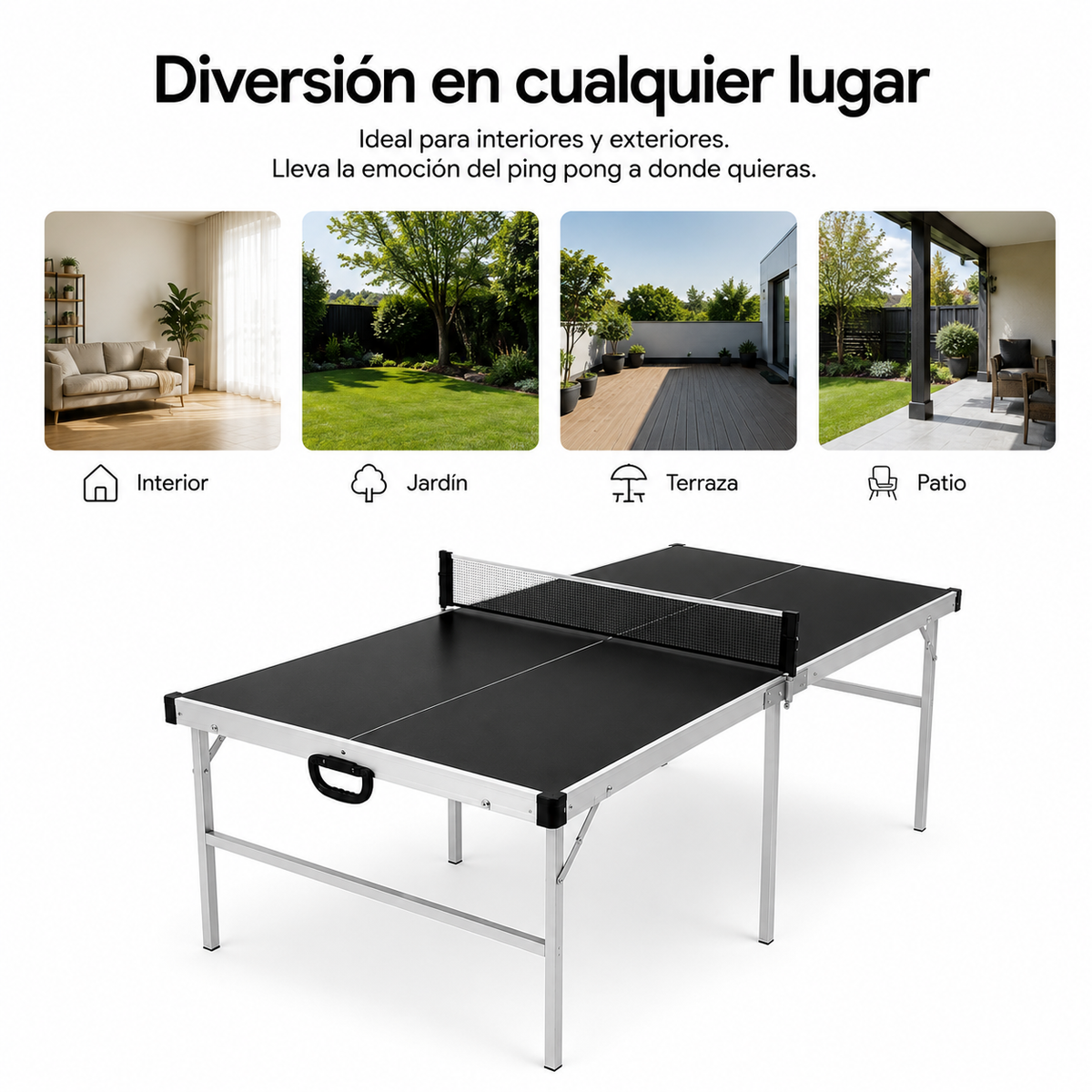 Mesa de Ping Pong Plegable con red 182x91 cm