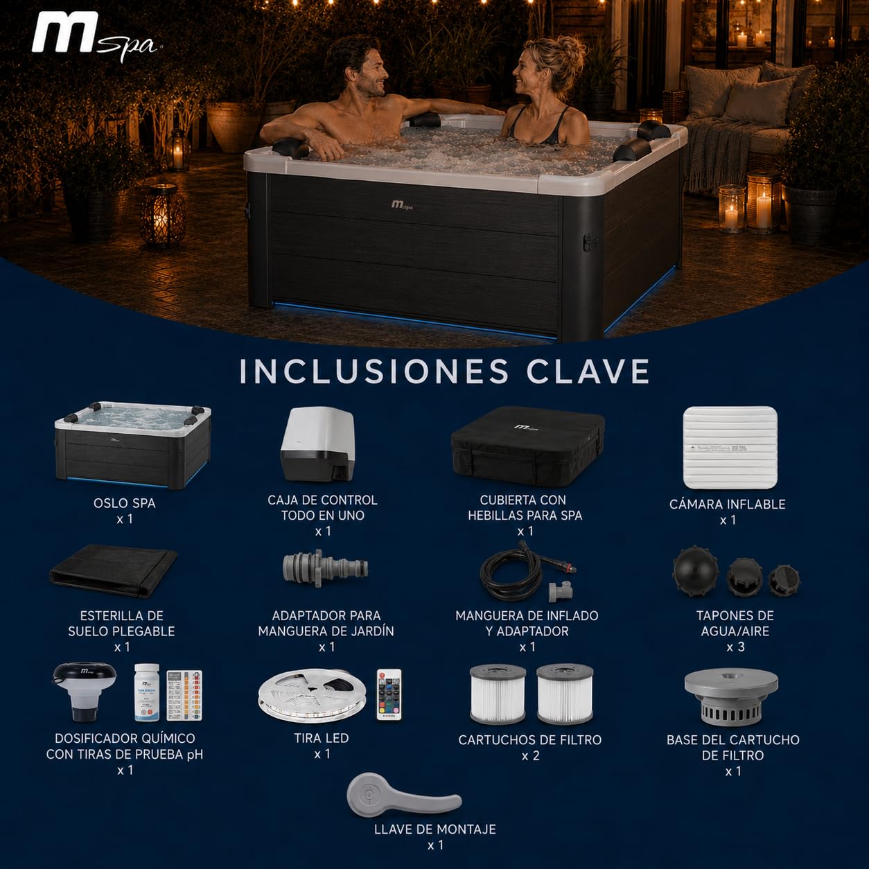Mspa - Whirlpool quadratisch Oslo Plus 4-6 Personen