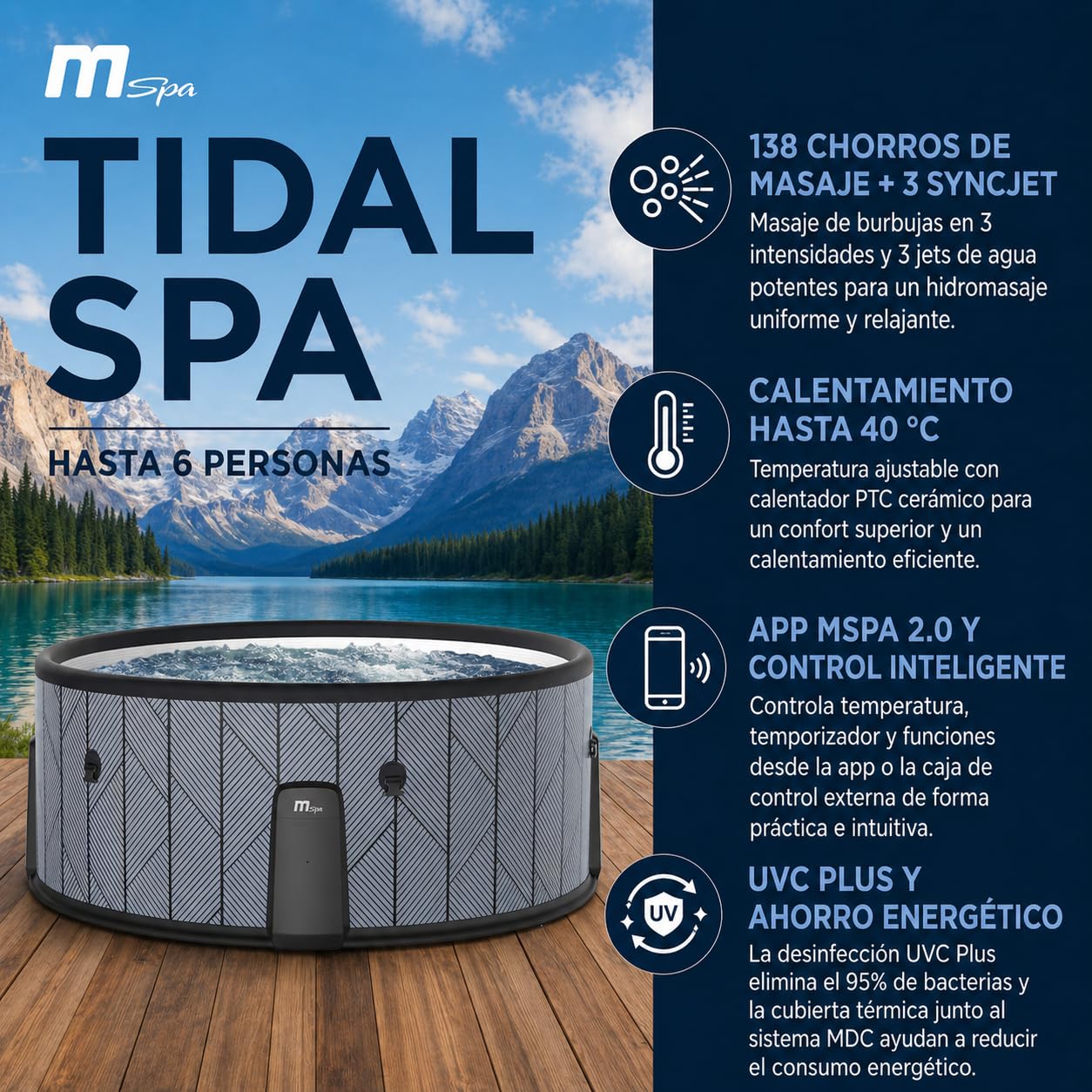 MSpa Spa gonfiabile semirigida circolare Tidal 4–6 persone