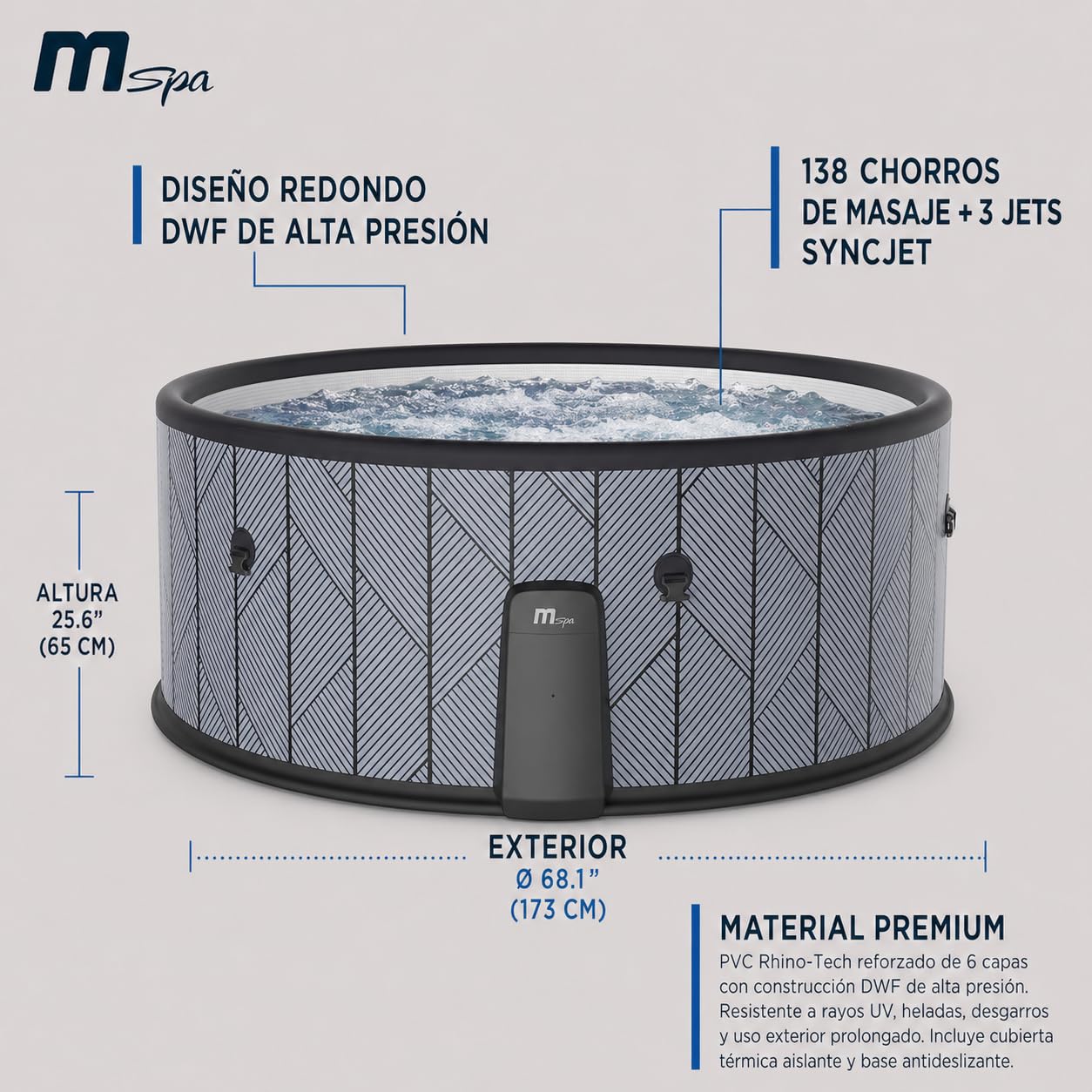 MSpa Spa gonfiabile semirigida circolare Tidal 4–6 persone