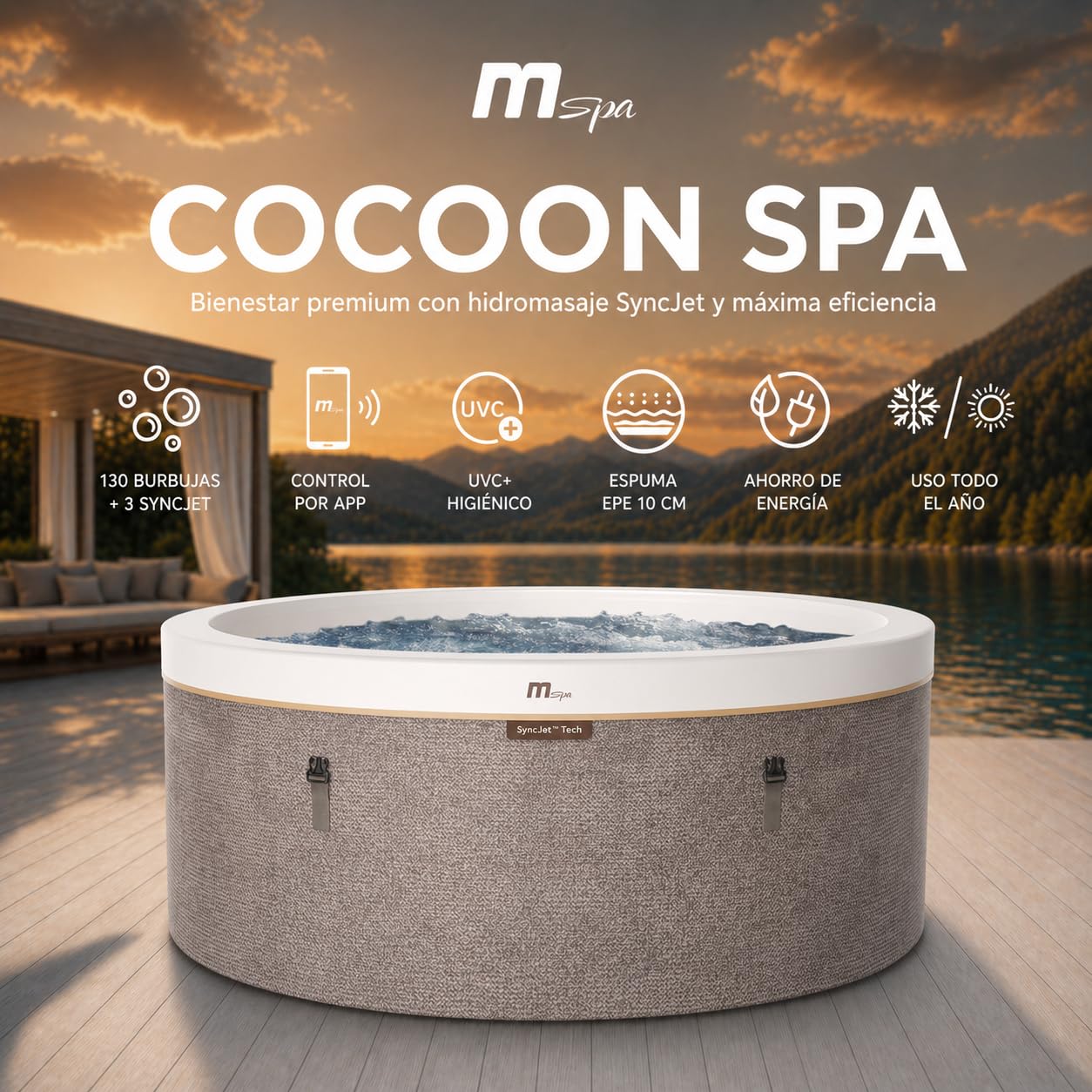 MSpa - Spa insuflável semirrígido circular Cocoon-Eco 4–6 pessoas