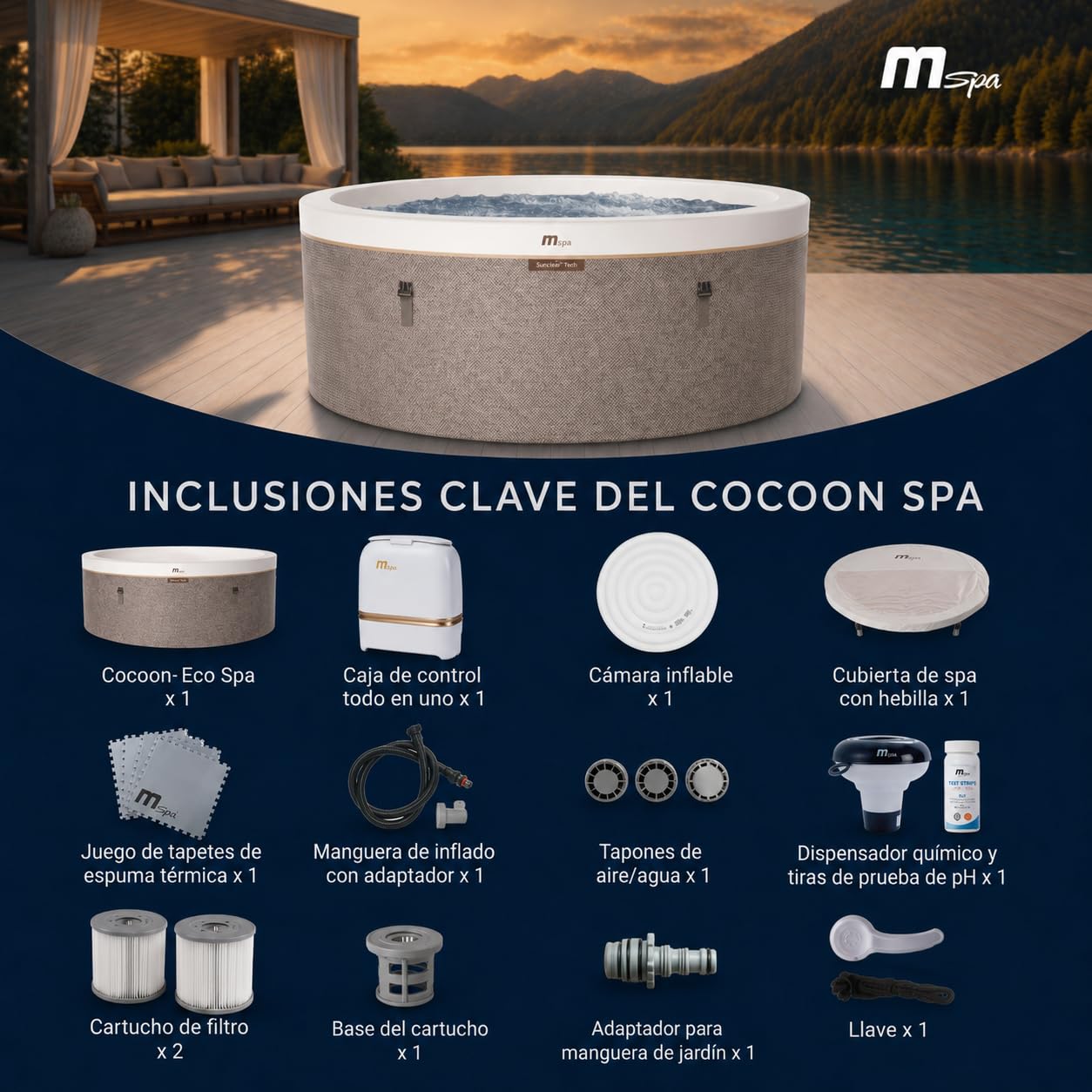 MSpa - Spa insuflável semirrígido circular Cocoon-Eco 4–6 pessoas