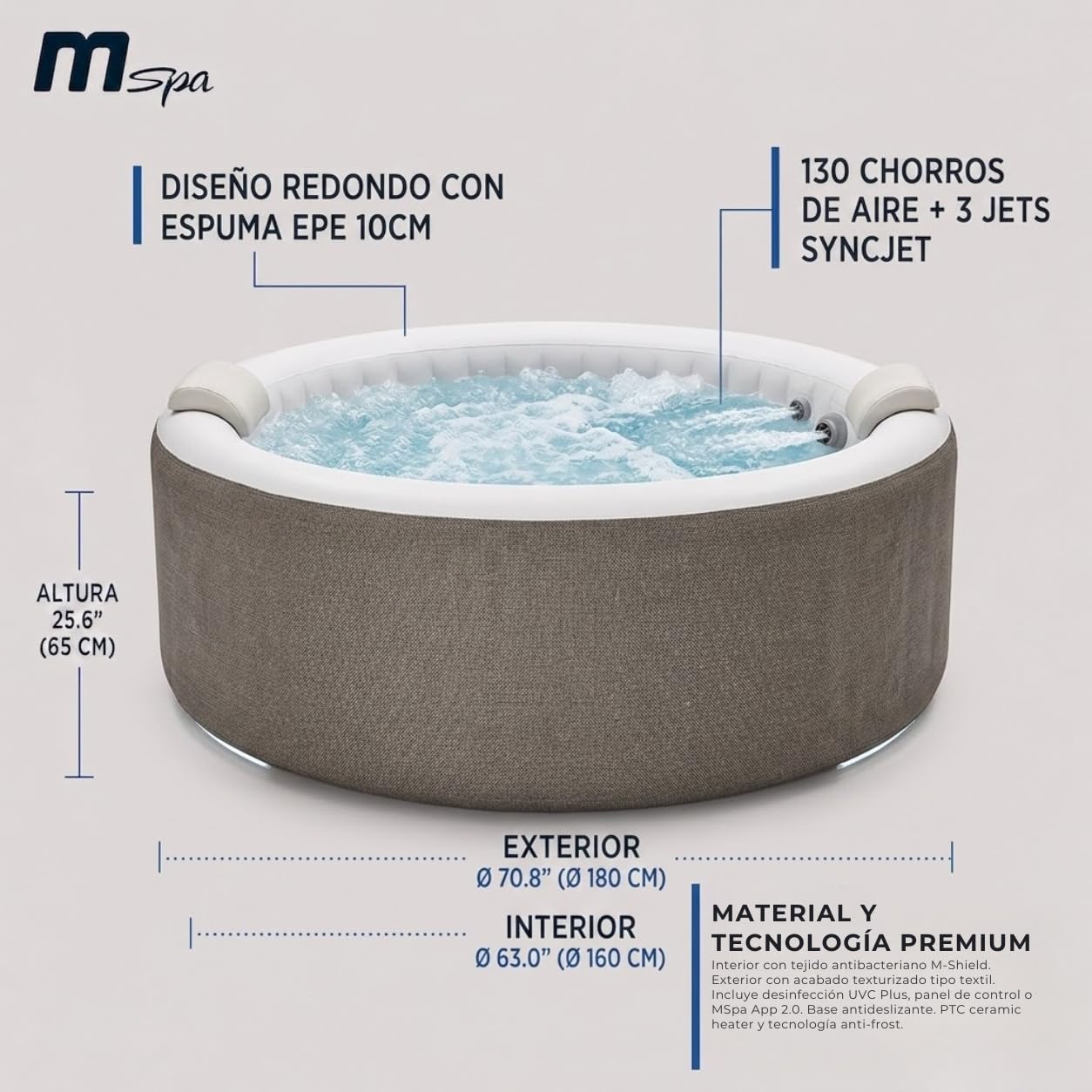MSpa - Spa insuflável semirrígido circular Cocoon-Eco 4–6 pessoas