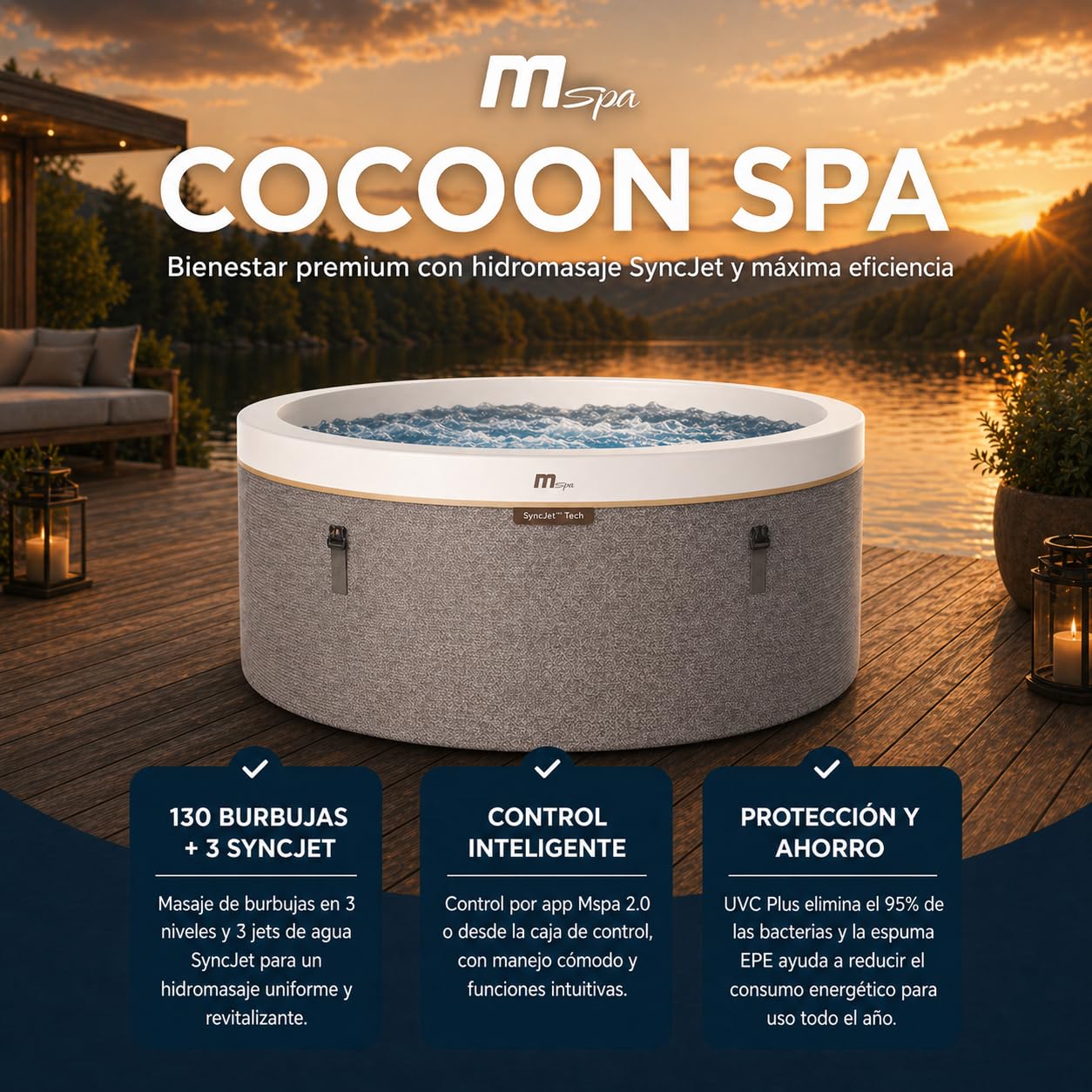 MSpa - Spa insuflável semirrígido circular Cocoon-Eco 4–6 pessoas
