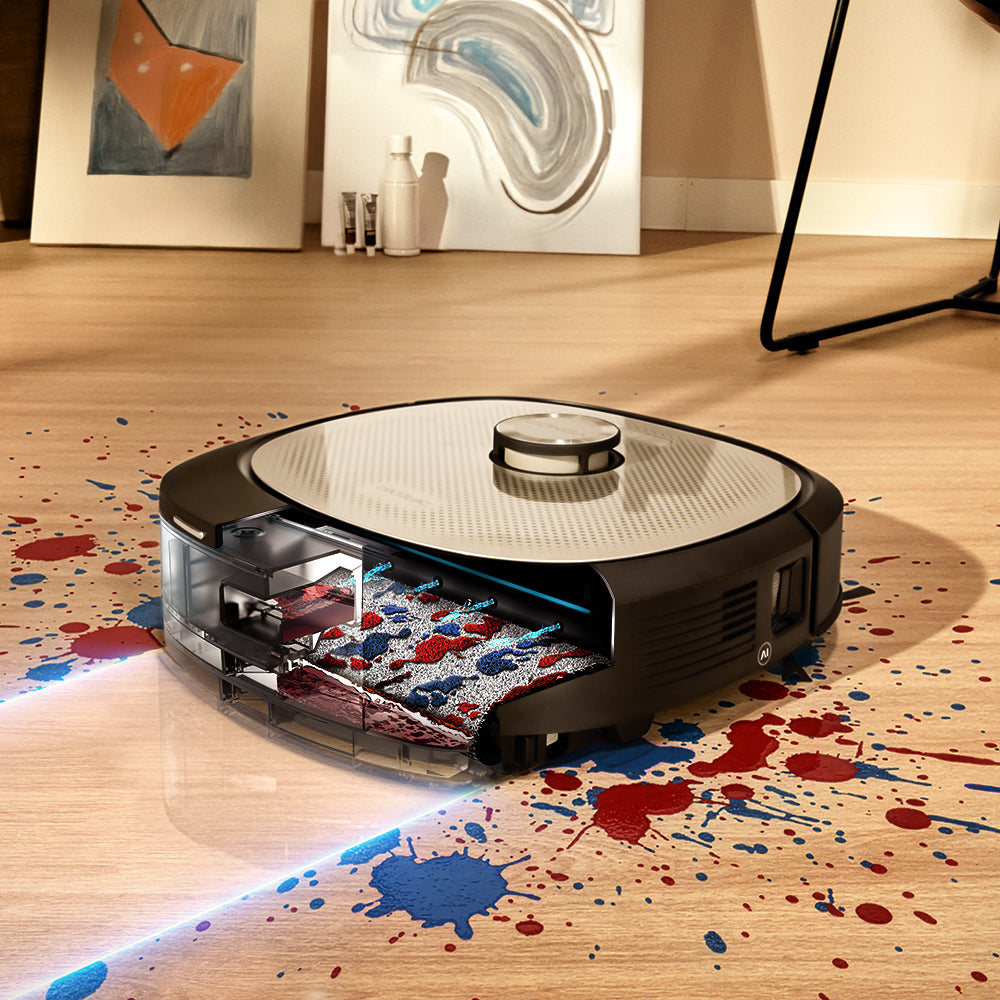 Cecotec Conga Z100 Robot Aspirateur IA Avec LaserEye Et AquaCycle Détection d'Objets Et Nettoyage Professionnel