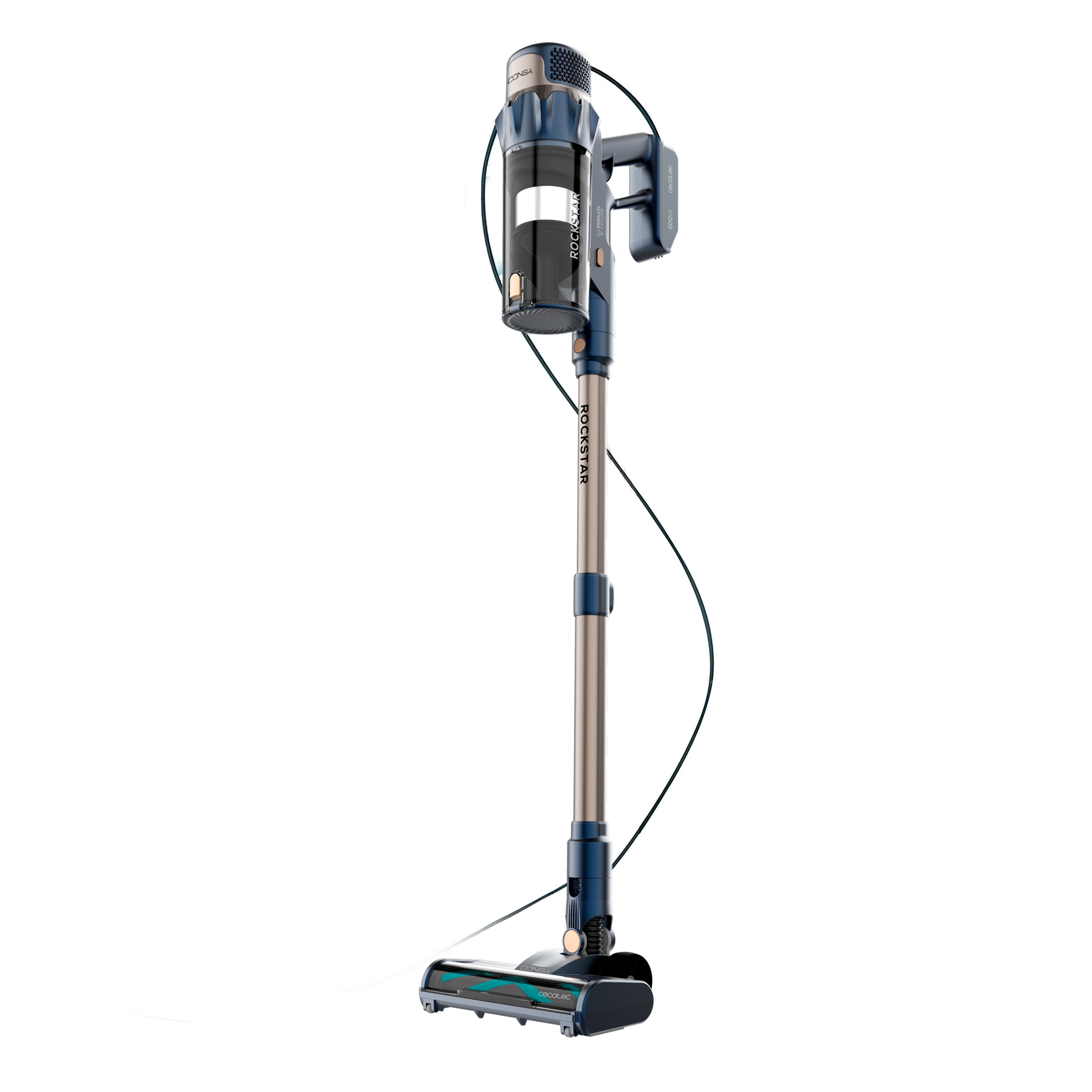 Cecotec Conga Rockstar 800 Powerhead Titânio 600 W Escova Motorizada Aspiração Potente e Limpeza Profunda