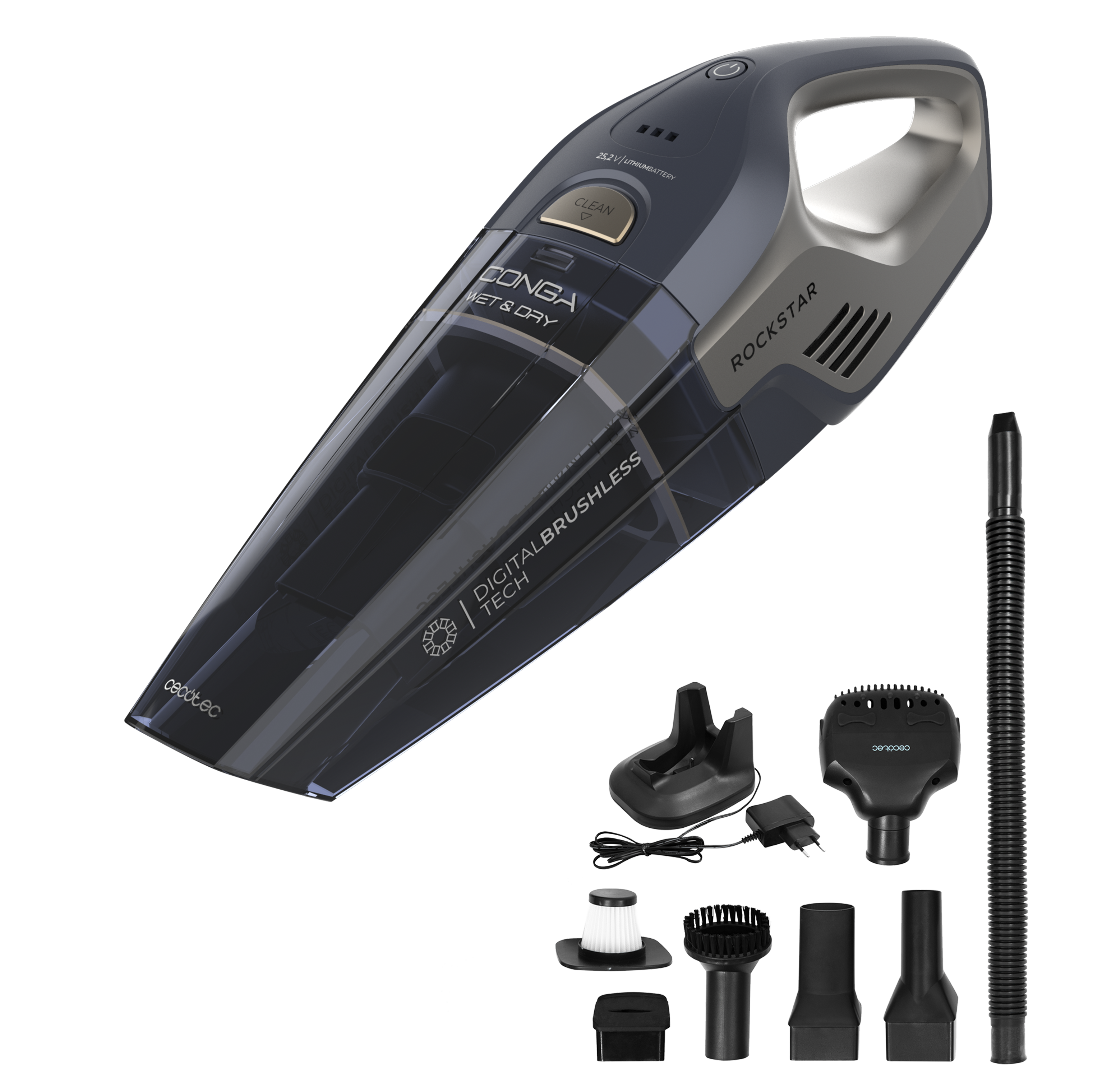 Cecotec Conga Rockstar 25,2V Animal Kabelloser Nass- und Trockensauger Leicht und Leistungsstark