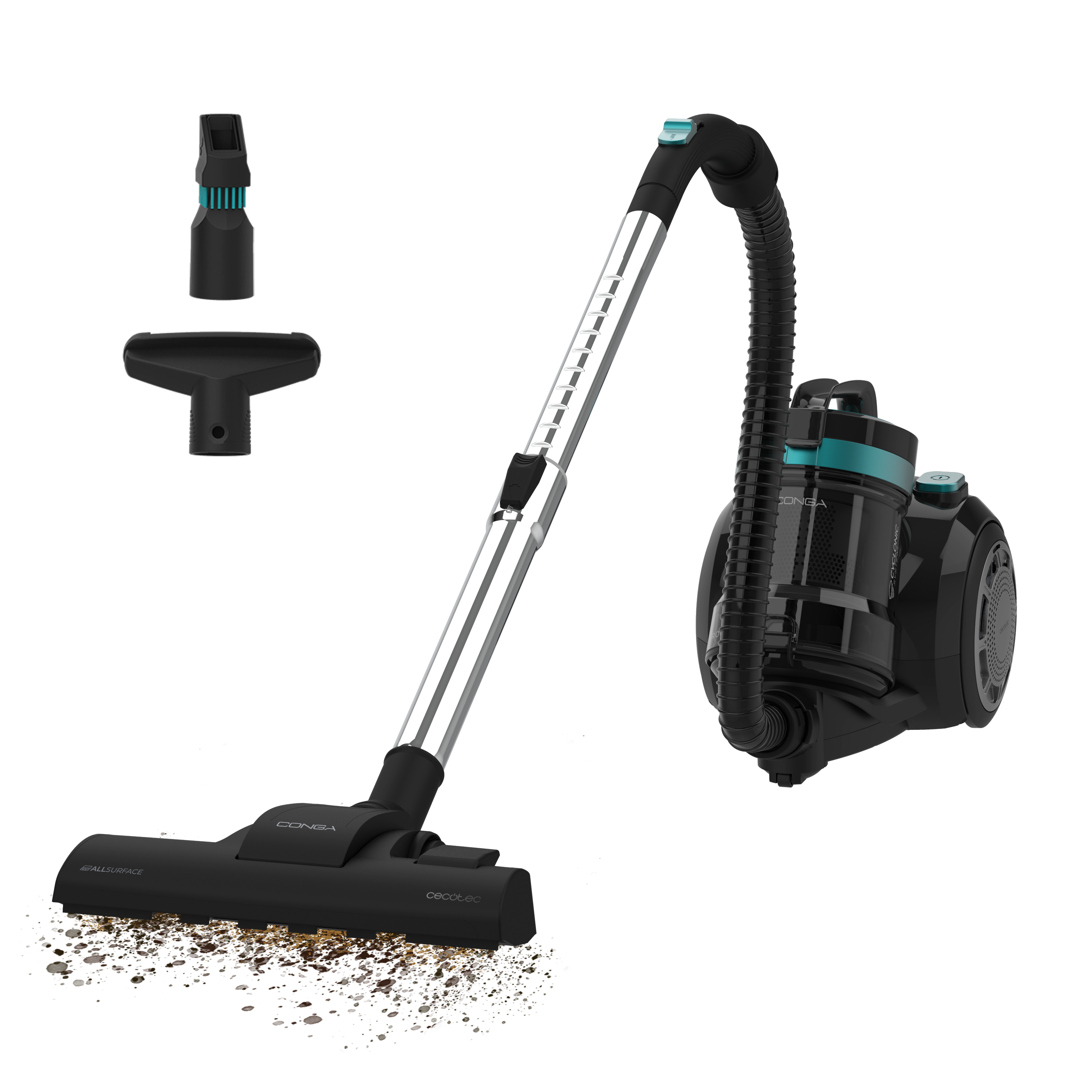 Cecotec Conga Rocksta Cyclonic Plus 800 W Potência Aspirador Sem Saco Multissuperfície