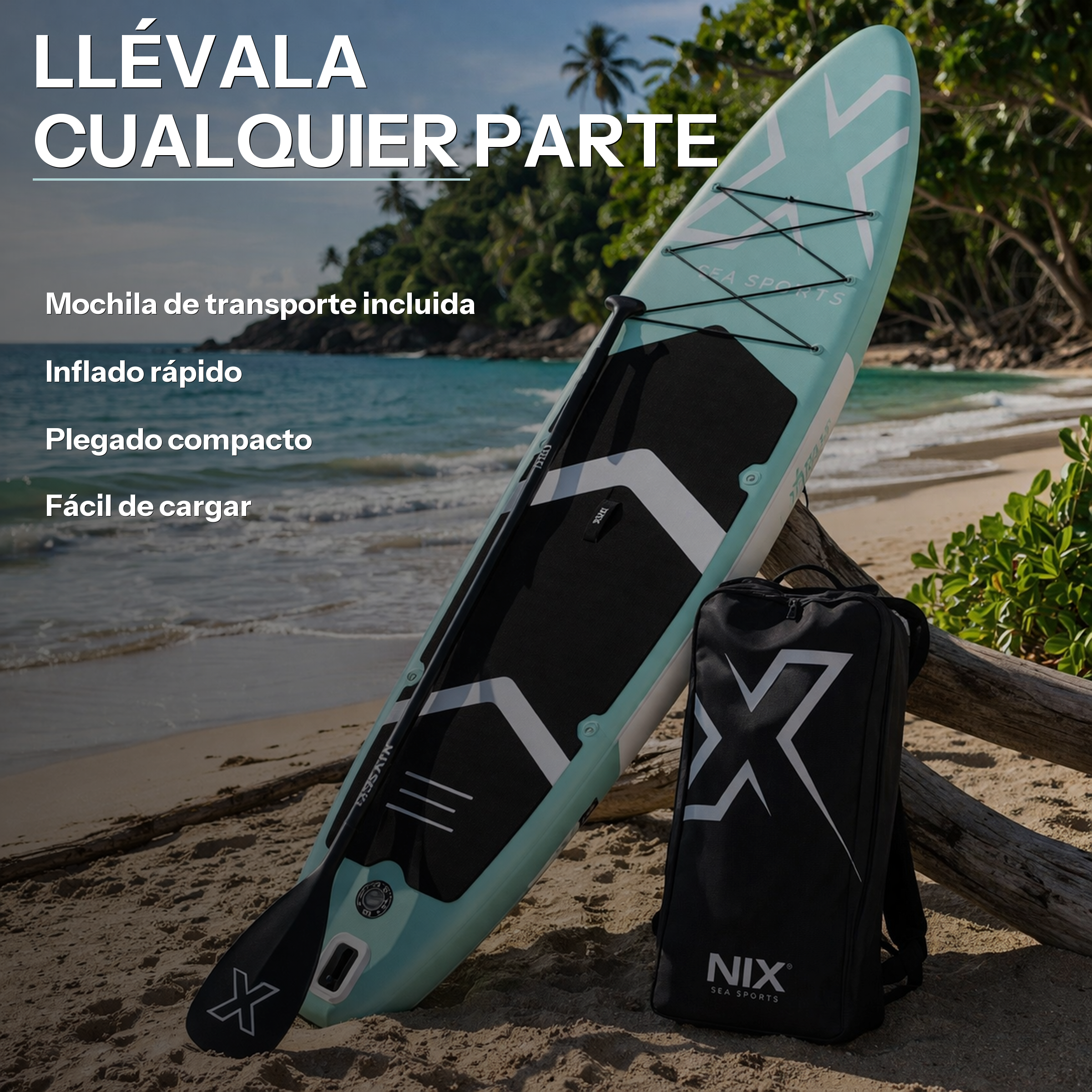 Aufblasbares Stand-Up-Paddle-Board 11" 335 cm türkis