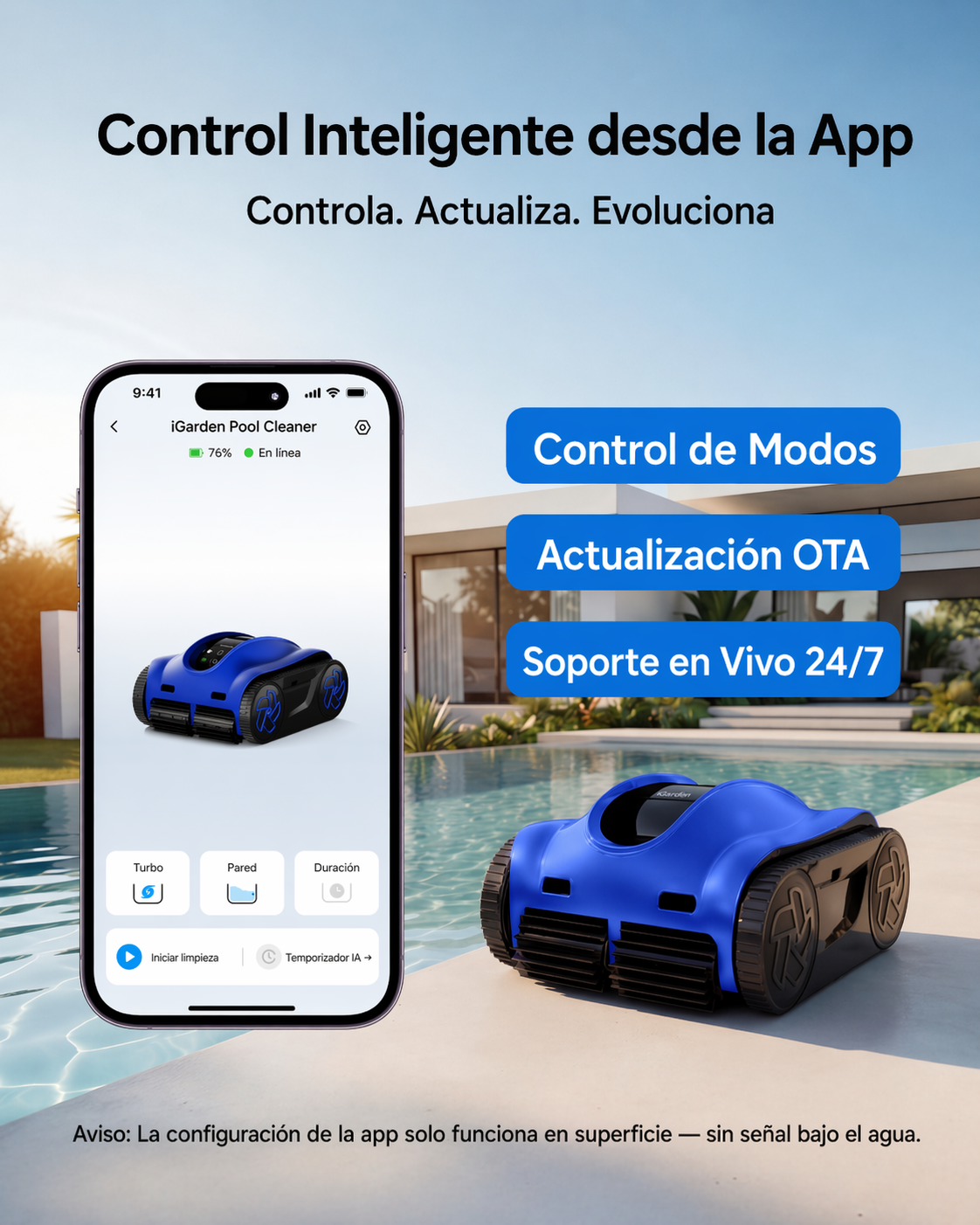 iGarden K60 robô limpa-fundos de piscina automático sem fios