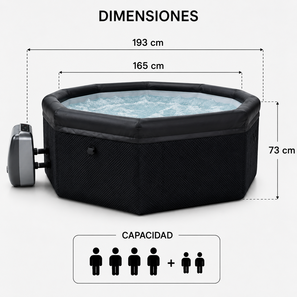 Nixspa Spa exterior hinchable semirrígido 5–6 personas