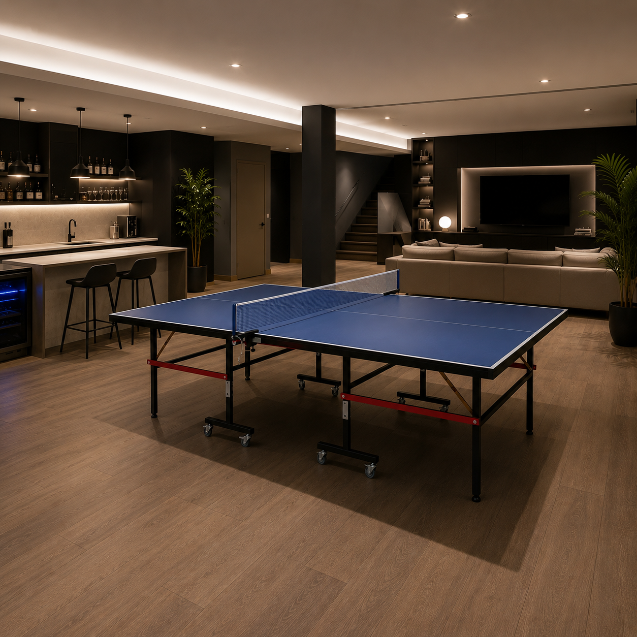 Table de ping-pong pliante compacte avec filet inclus