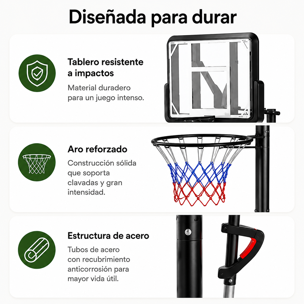 Canasta de Baloncesto con Altura Regulable 2,45-3,05 m