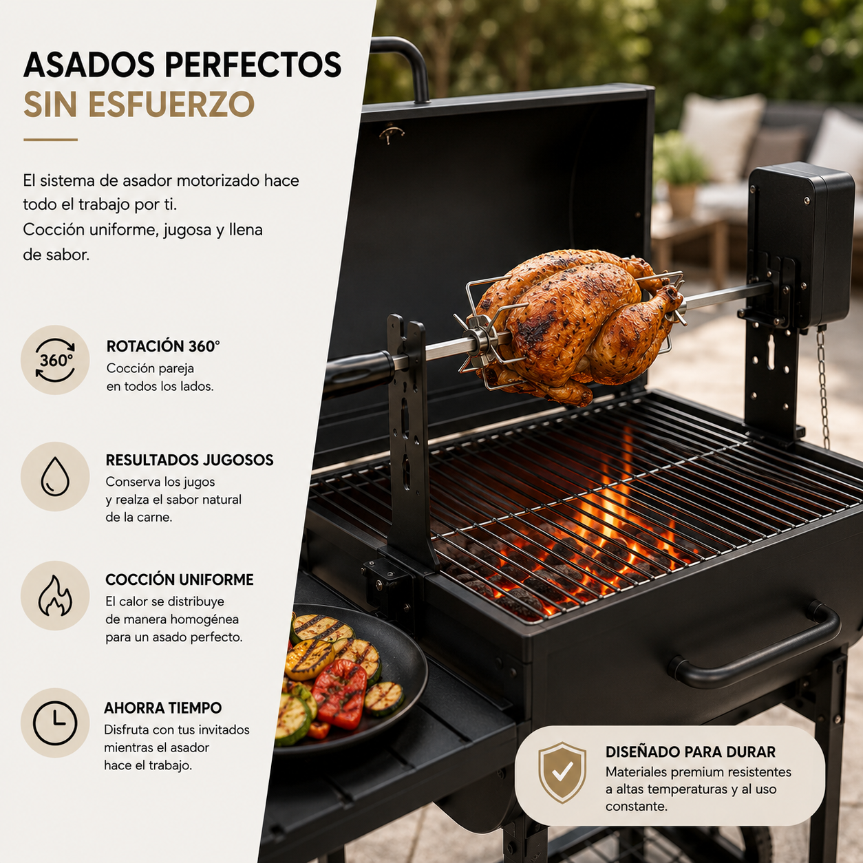Set Barbecue a Carbone con Girarrosto Motorizzato 360°
