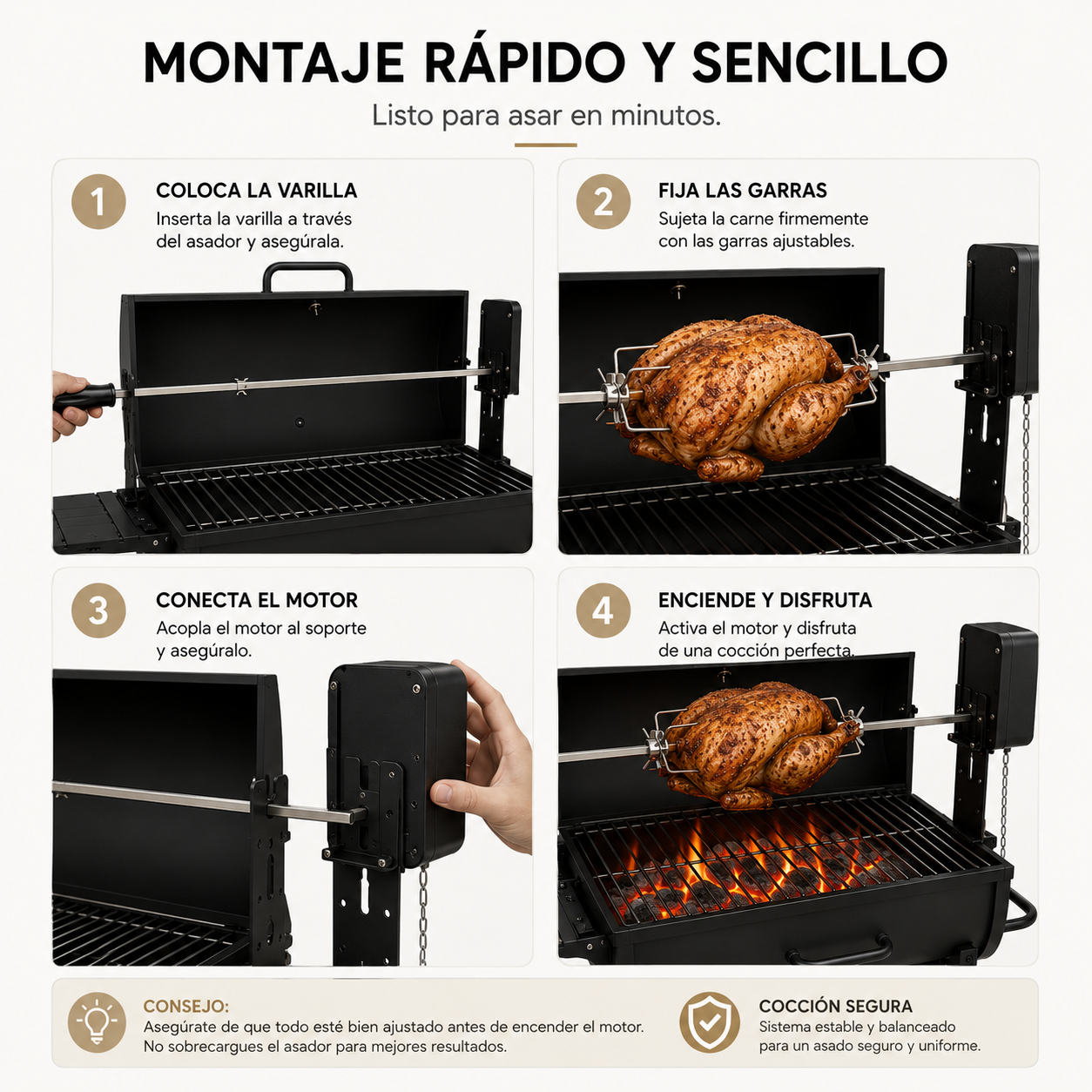 Set Barbecue a Carbone con Girarrosto Motorizzato 360°