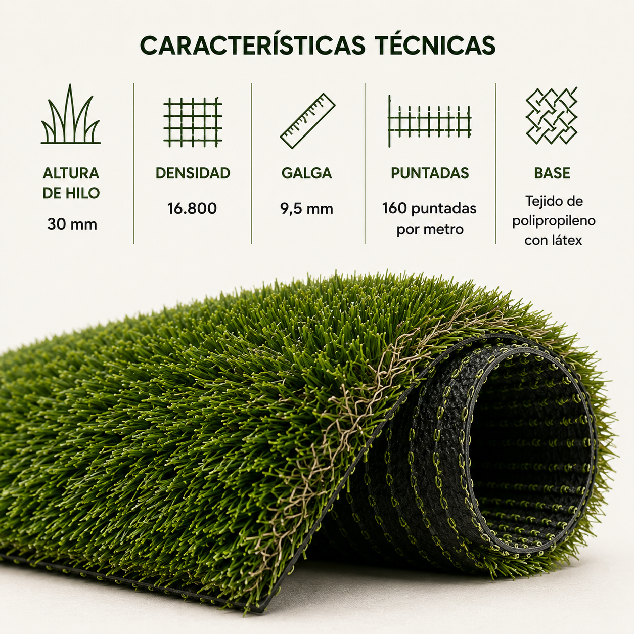Lorvik Premium Rollo Césped Artificial 30 mm — 2×10 m (20 m²) para Jardín y Zona de Descanso
